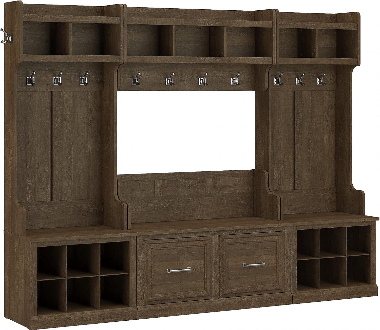 Ash Brown Wide Hall Tree with Bench and Storage