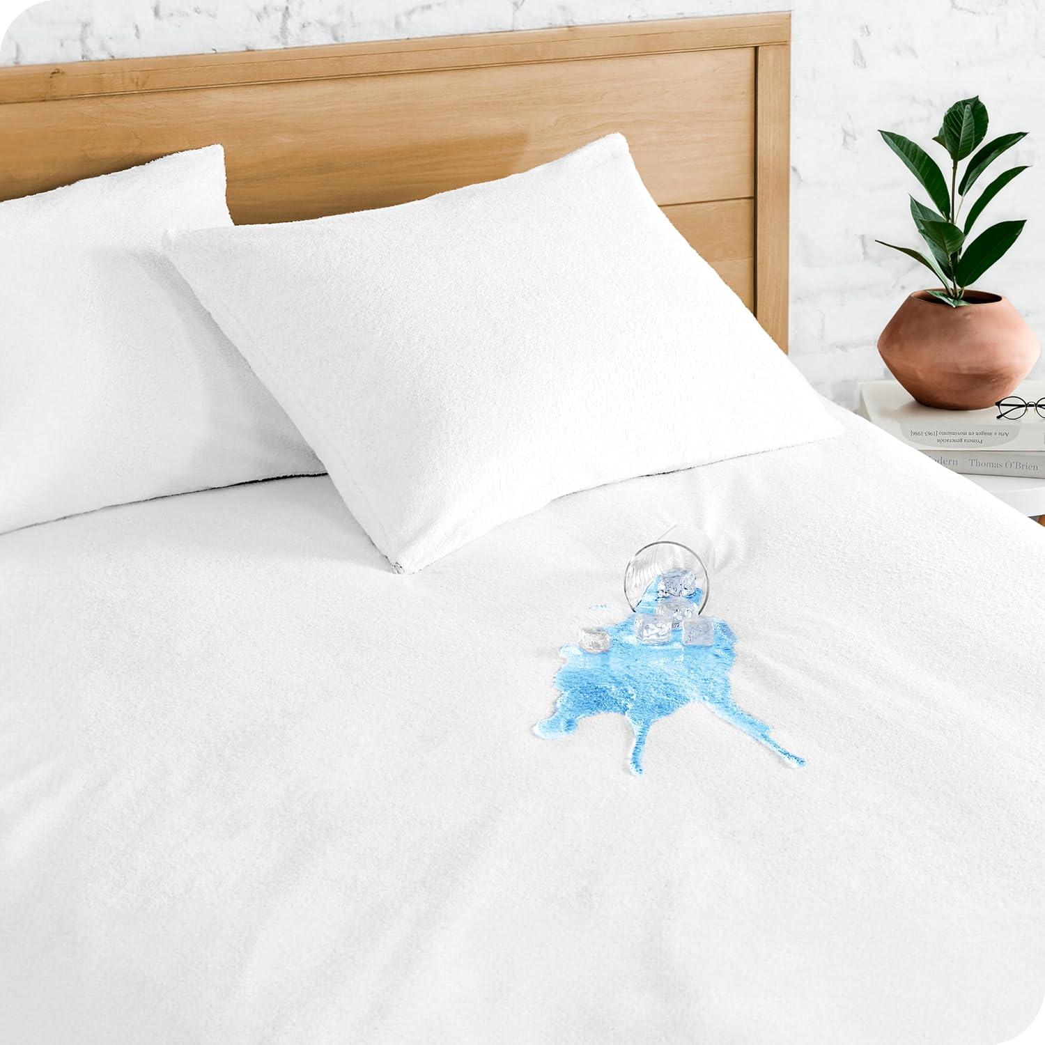 Twin White Waterproof Cotton Mattress Protector