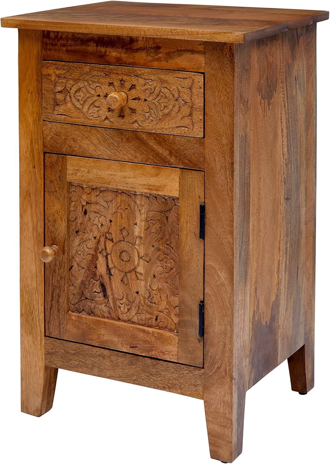 Jofran Global Archive Hand Carved Mango Wood Accent Table