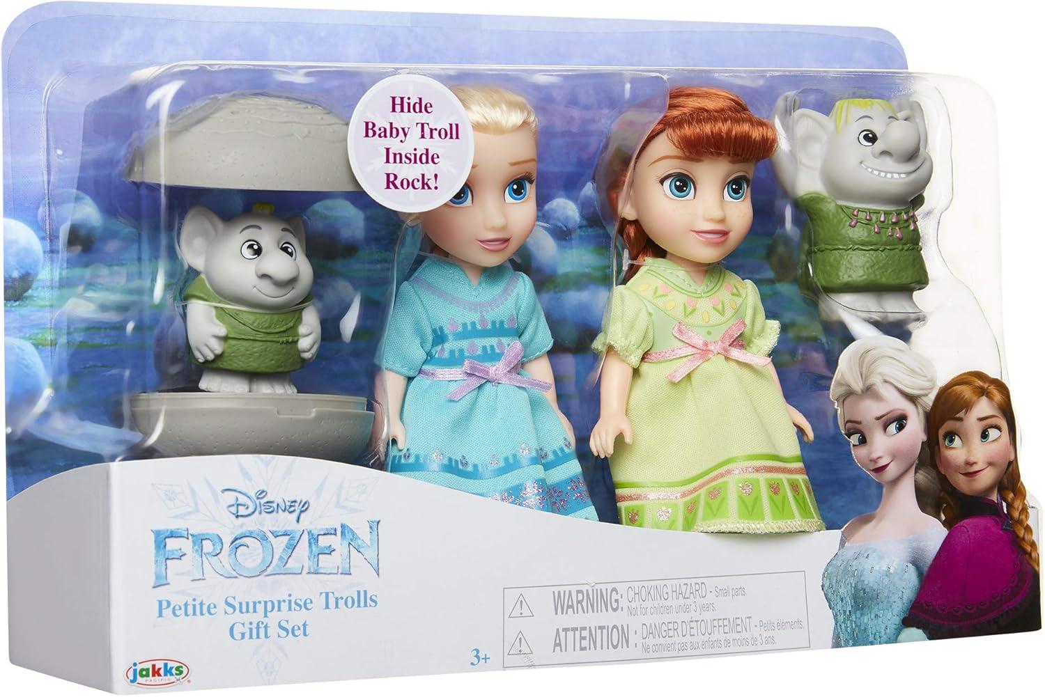 Disney Frozen 6 inch Petite Princess Anna and Elsa Fashion Dolls includes Surprise Trolls