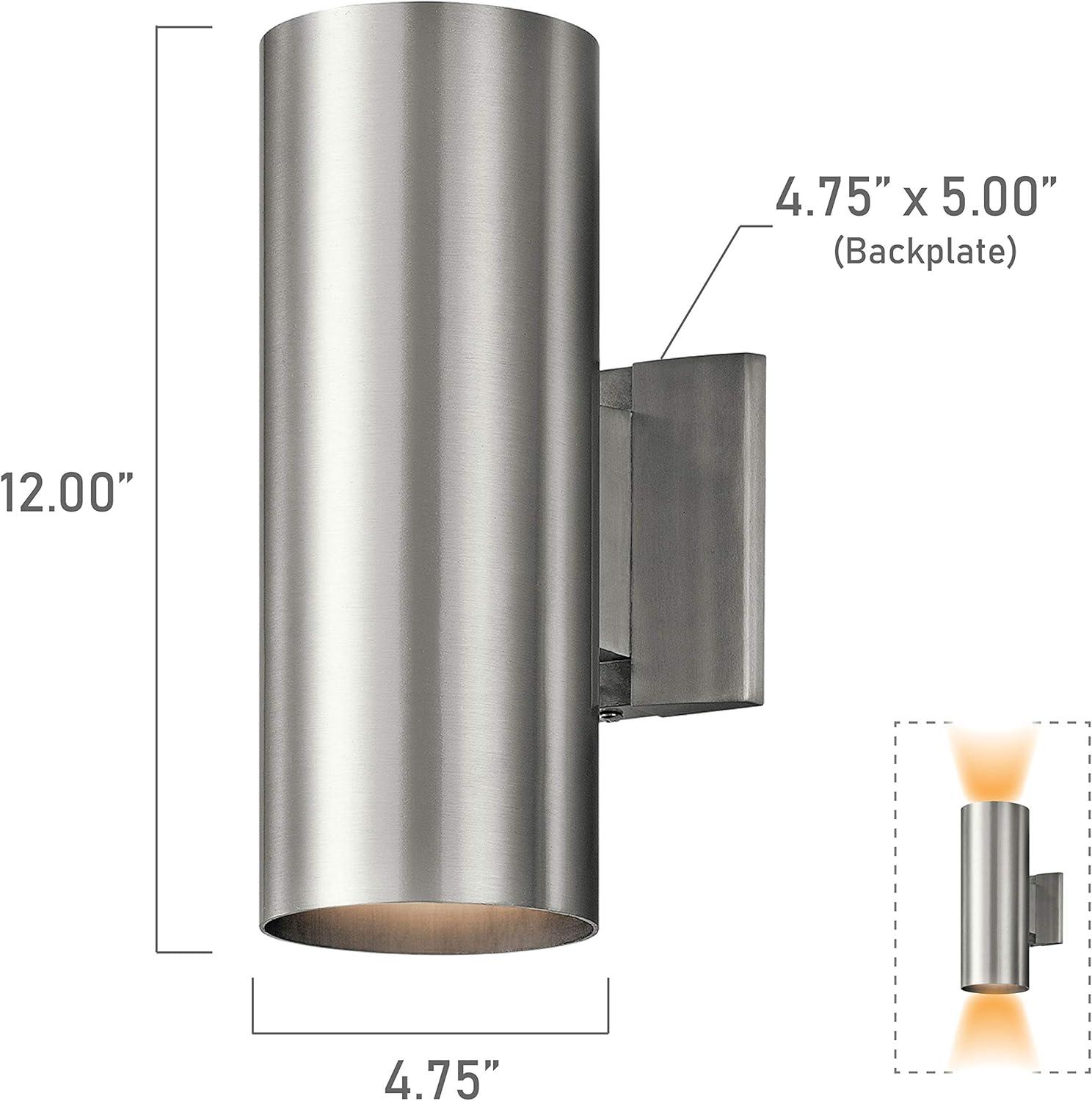 Brushed Aluminum 12" Modern Cylinder Wall Sconce