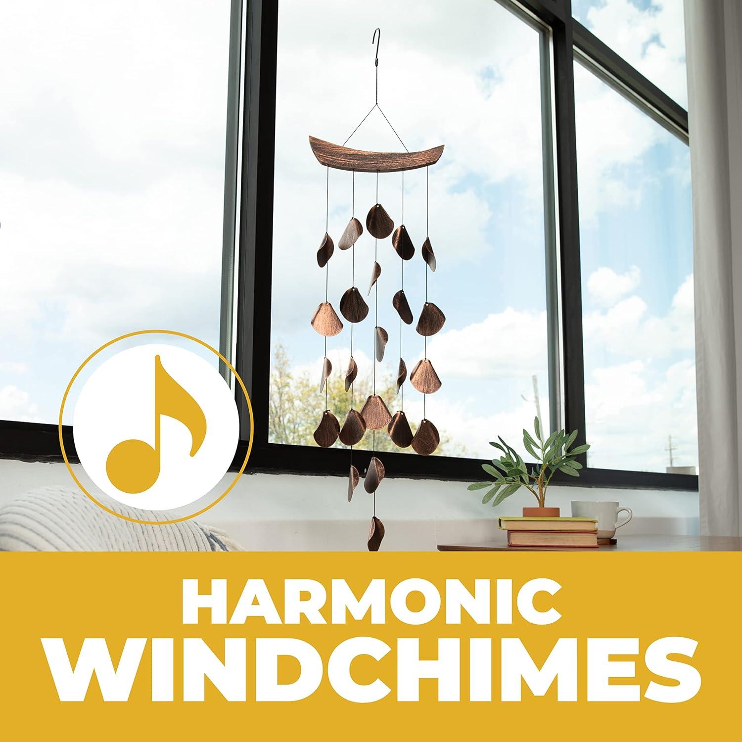 VP Home 30" H Iron Shimmering Mandala Wind Chimes for Outside, Brown