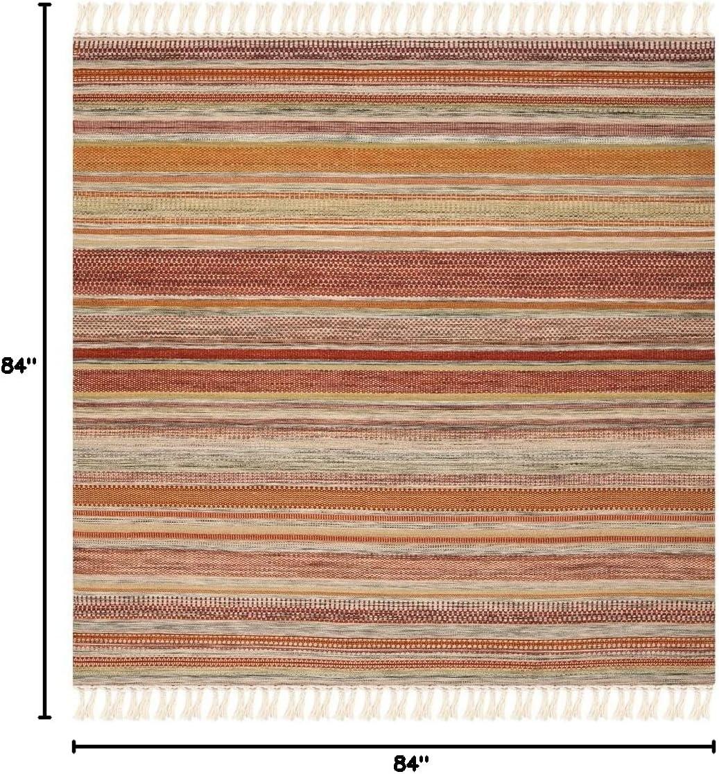 Striped Kilim STK311 Hand Woven Indoor Area Rug - Beige - 7'x7' - Safavieh.
