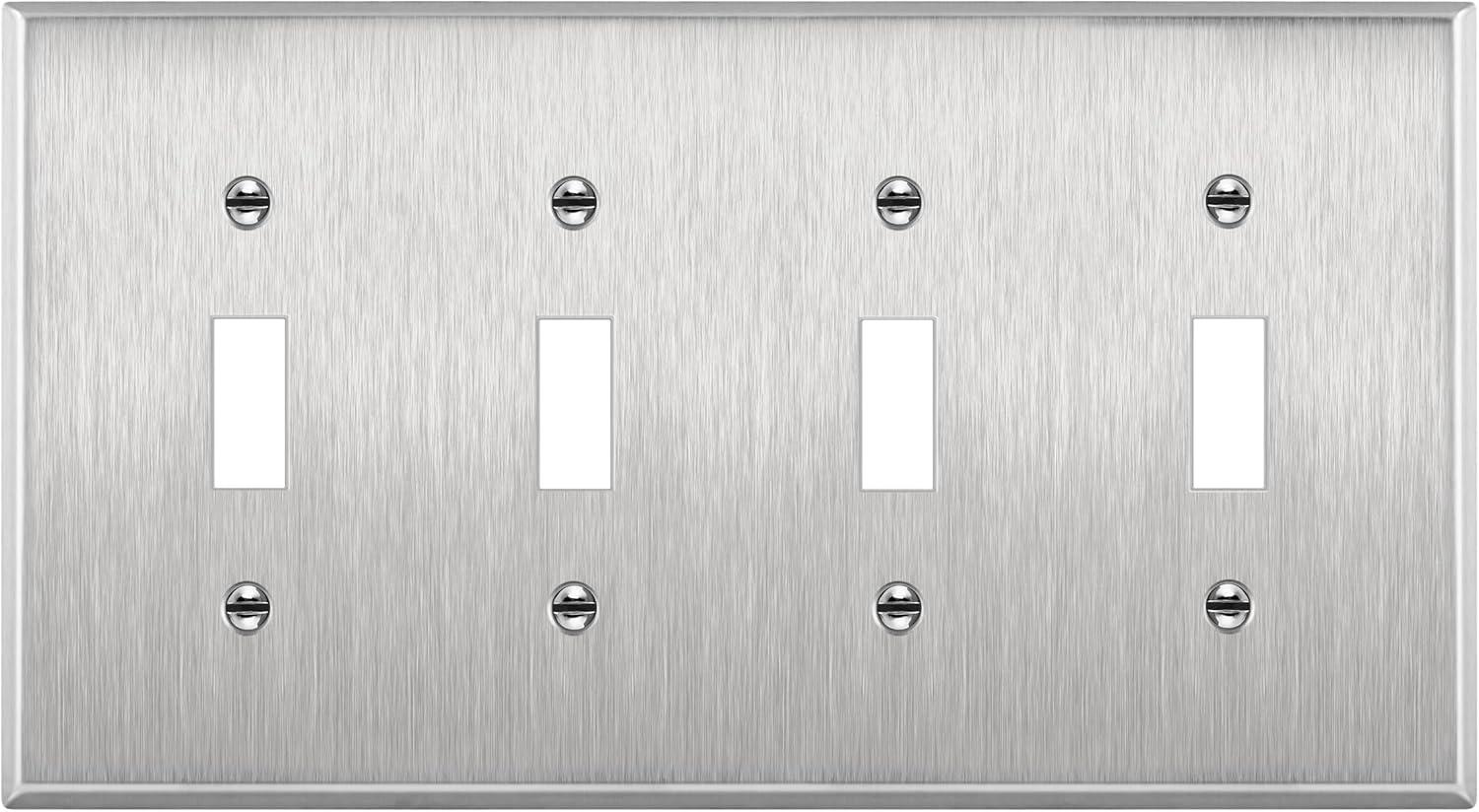 4-Gang Stainless Steel Toggle Light Switch Wall Plate