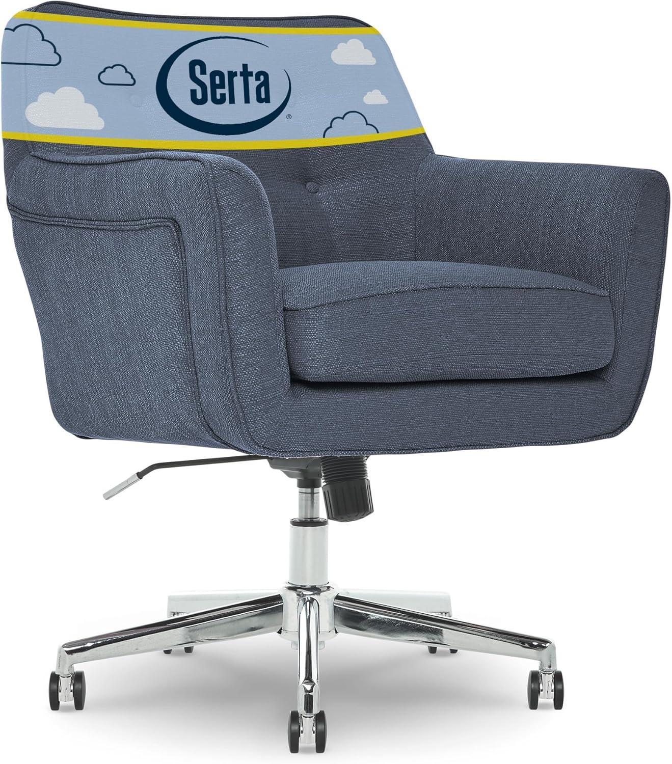 Style Ashland Home Office Chair Sanctuary Blue - Serta: Mid-Century, Adjustable, Twill Fabric