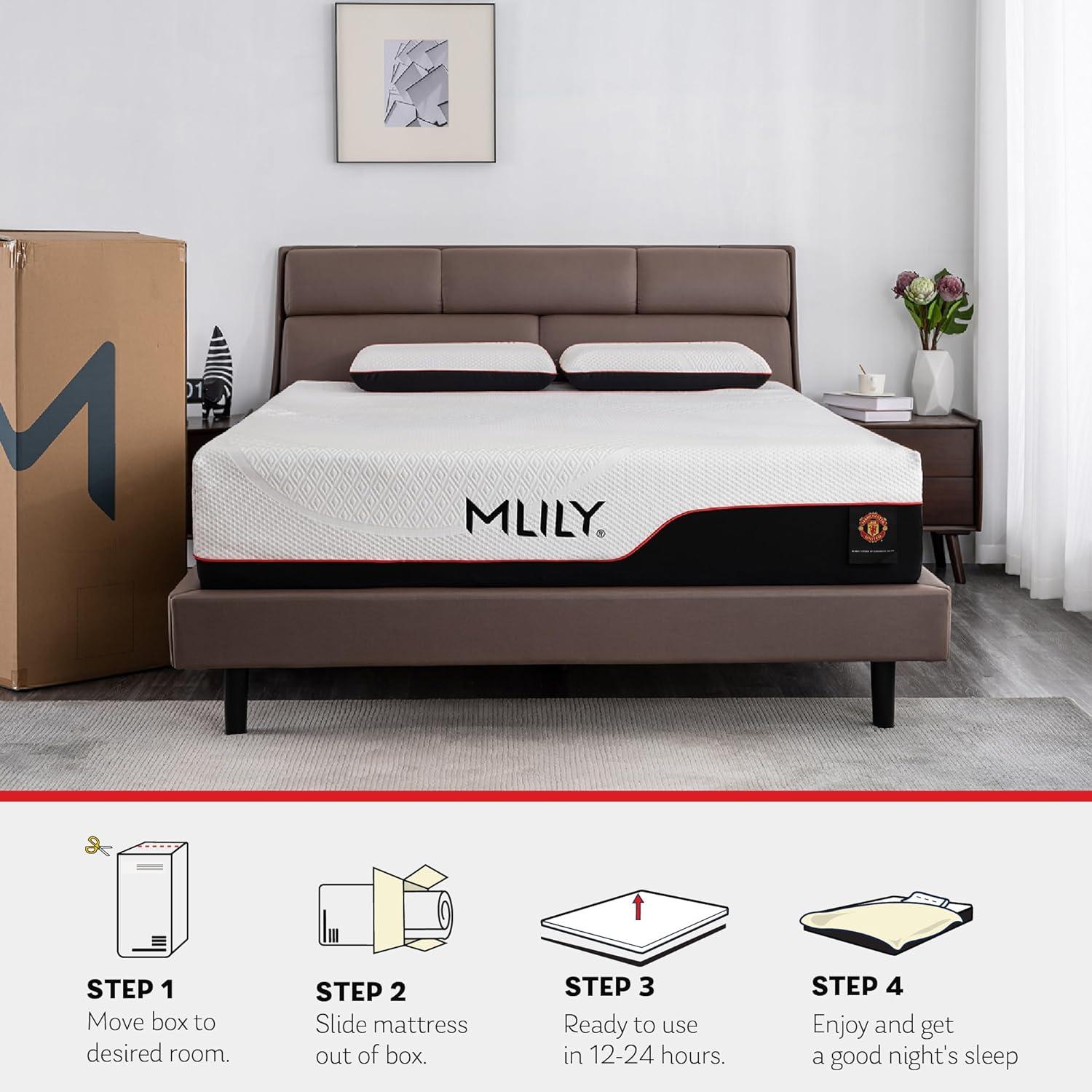 MLILY Manchester United Theatre 12 inch Memory Foam Mattress, Twin XL Size Mattress in a box,Medium Plush