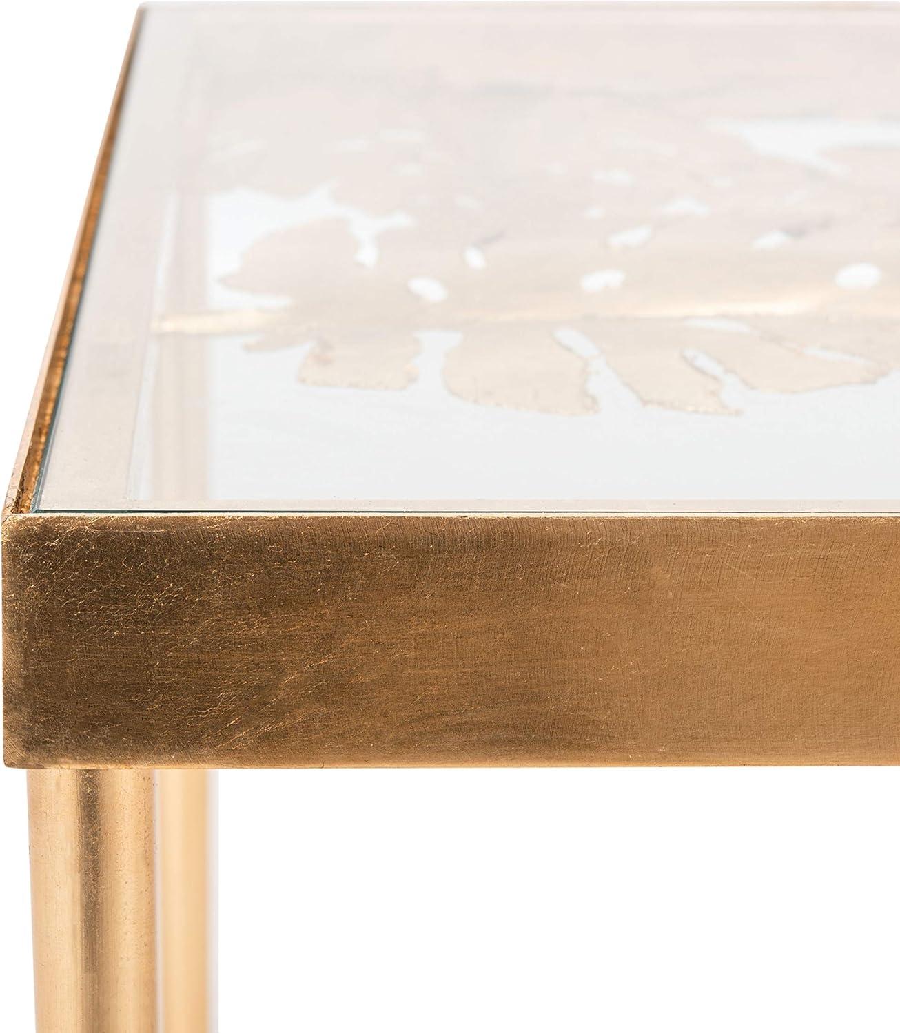 Leilani Palm Leaf Coffee Table - Gold Leaf/Glass - Safavieh