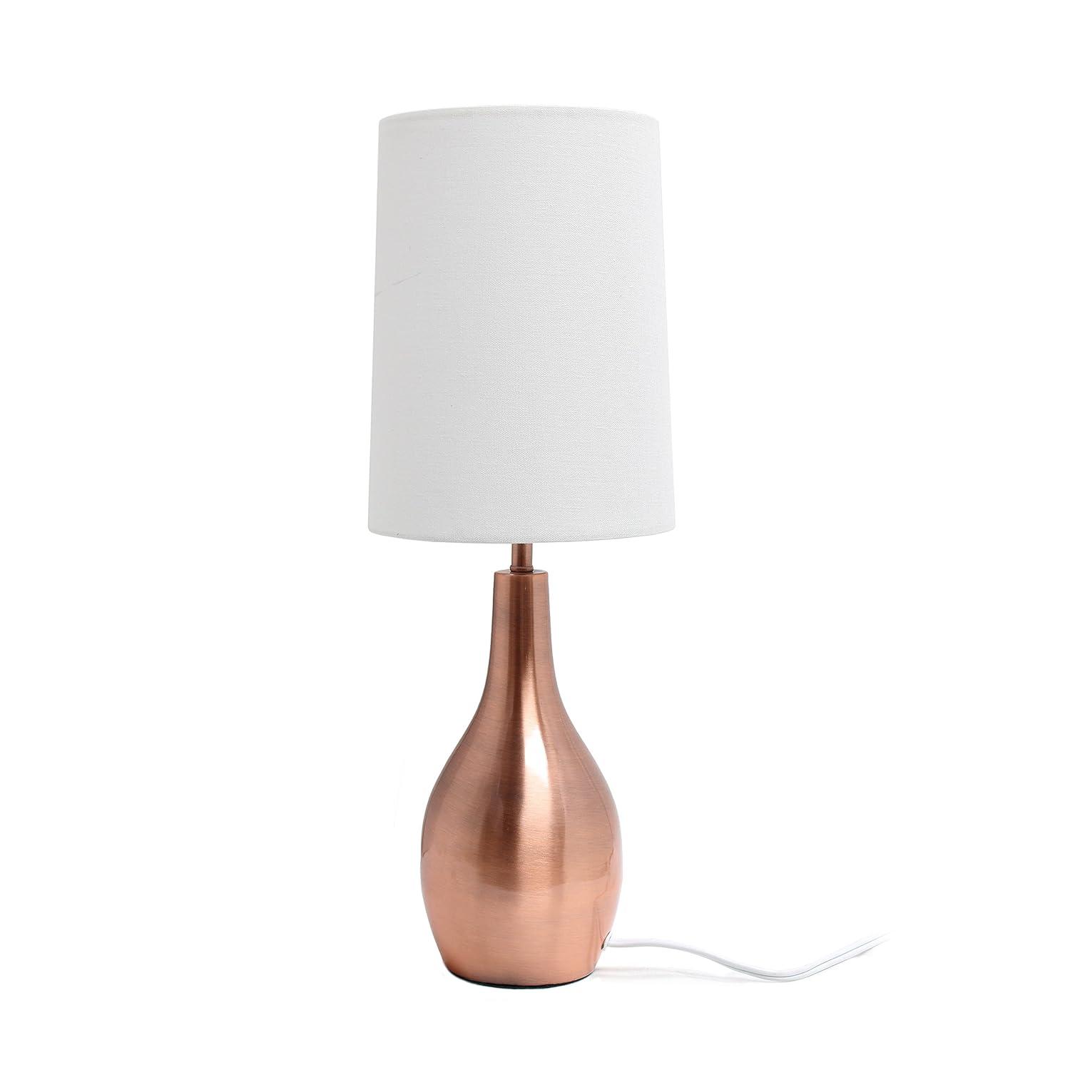 Simple Designs 1-Light Tear Drop Table Lamp Rose Gold: Bedroom, Accent Table, No Assembly Required