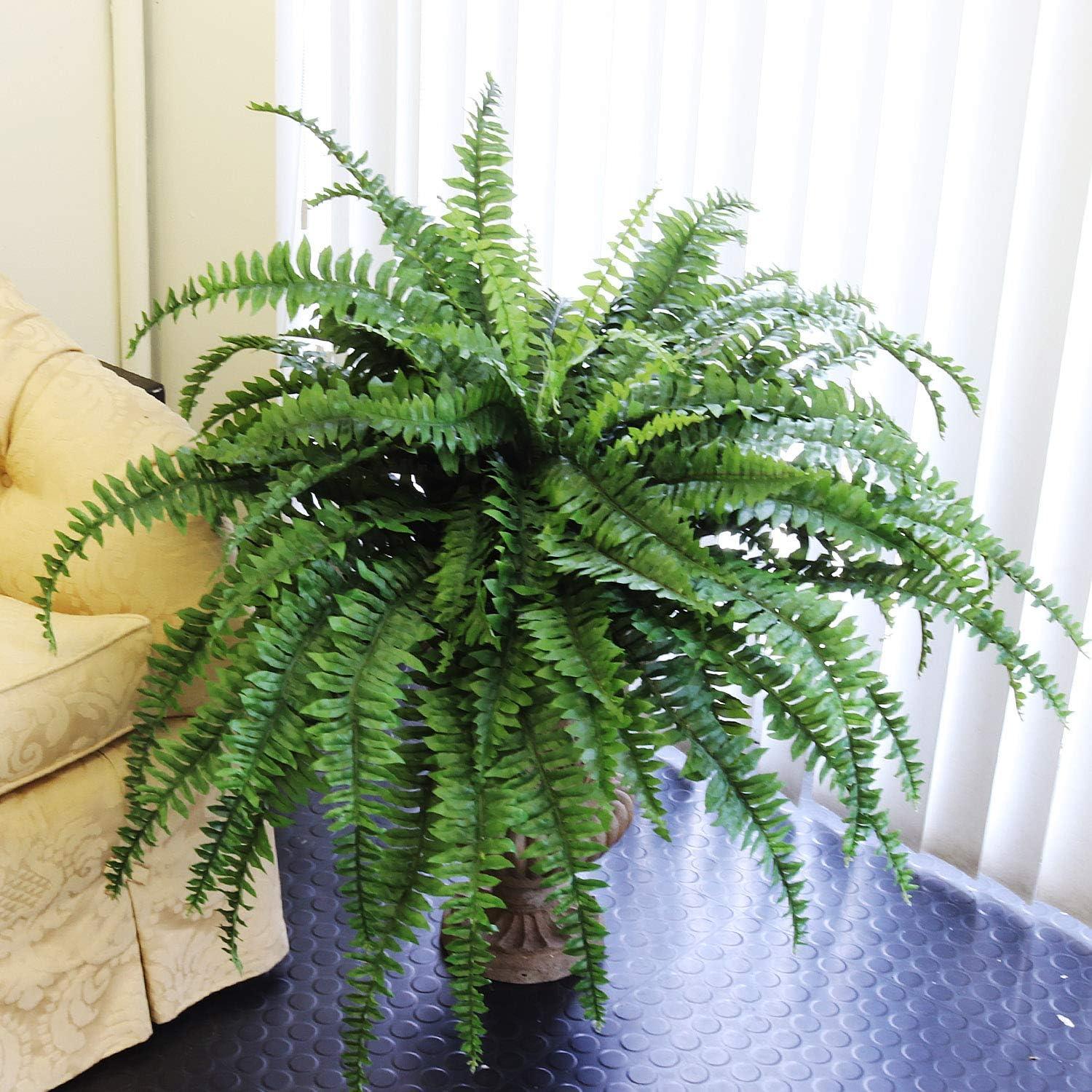 Floral Home 34" Wide Boston Fern with 42 Lifelike Fronds - 6-Piece