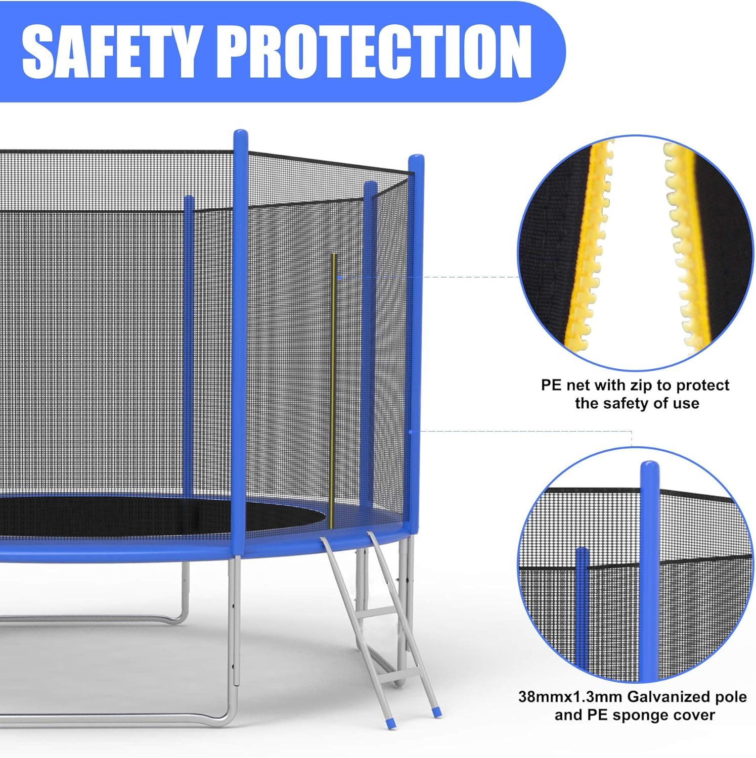 Karmas Product 10' Trampoline with Safety Enclosure Net and Spring Pad