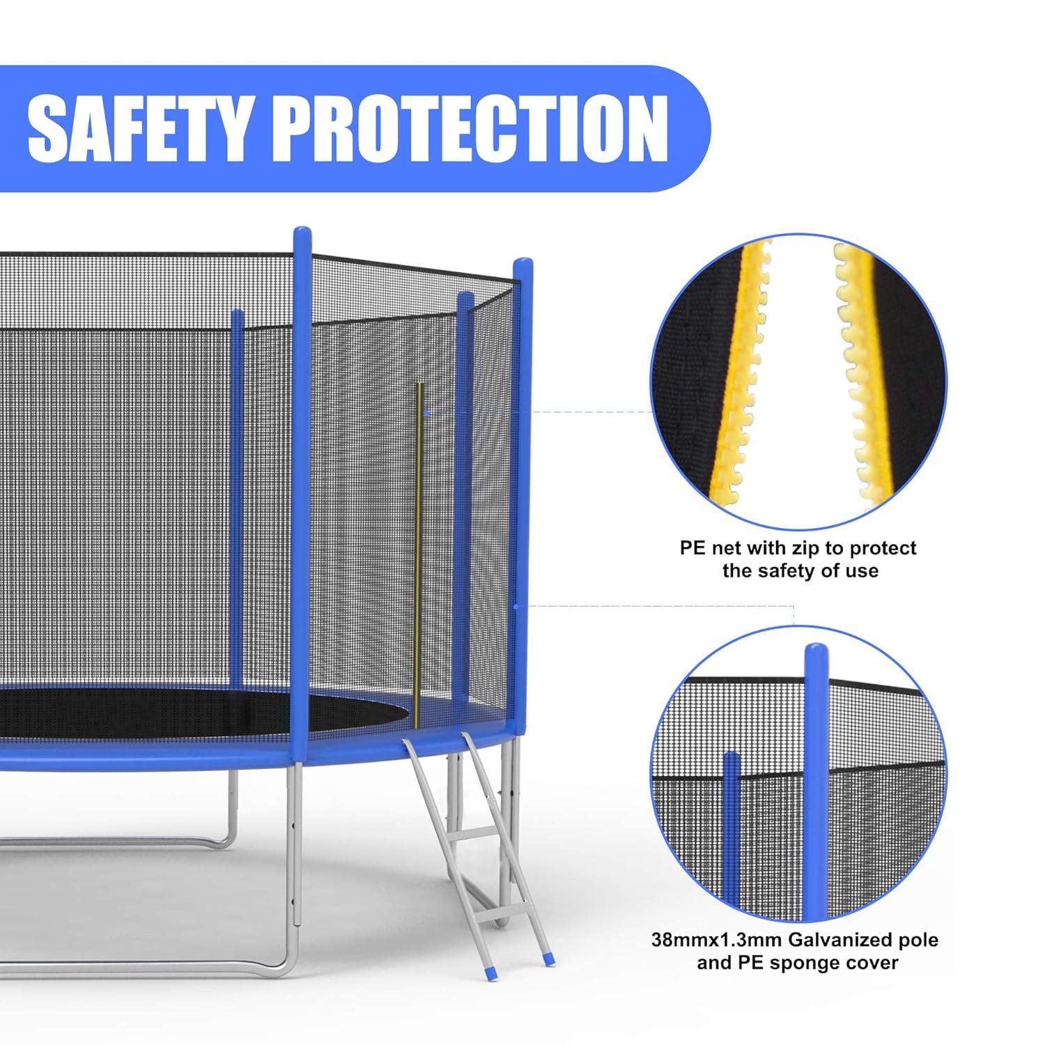 Karmas Product 10' Trampoline with Safety Enclosure Net and Spring Pad