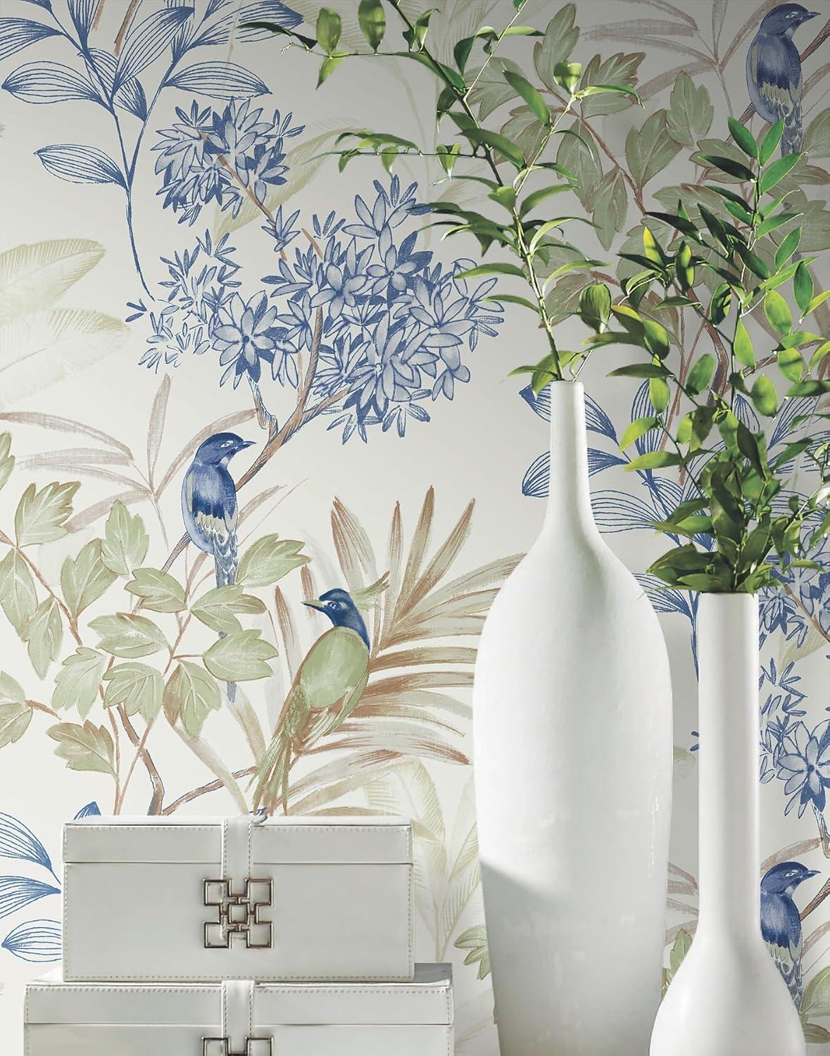 York Wallcoverings Handpainted Songbird Peel & Stick Floral Roll