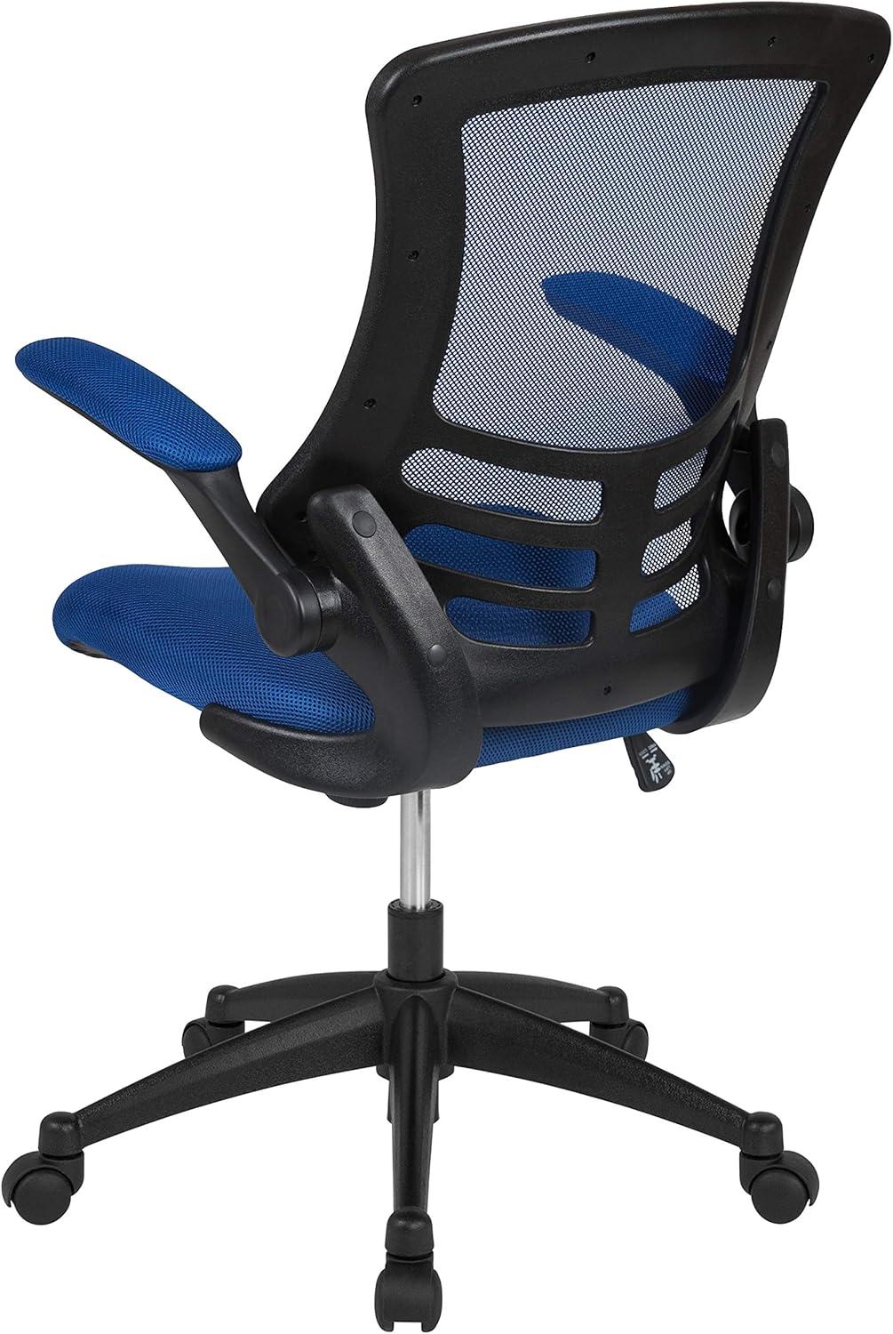 Blue Mesh Mid-Back Ergonomic Office Chair with Adjustable Arms