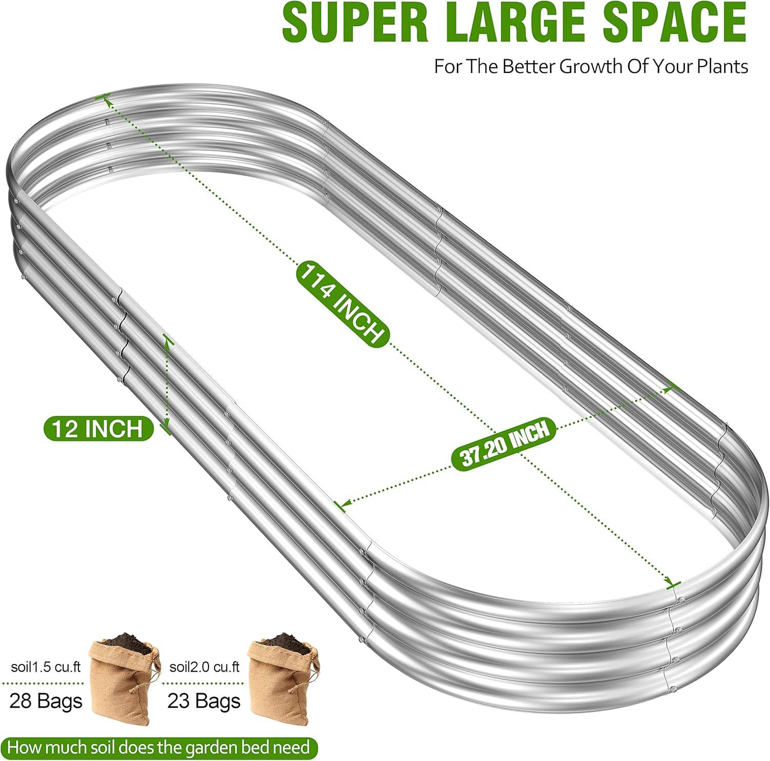 2 Pcs 9 x 3 x 1 FT Galvanized Steel Raised Garden Bed, Large Galvanized Steel Outdoor Planter Box for for Easy to DIY and Clean - Raised Garden Beds Outdoor for backyards, terraces and Balconies