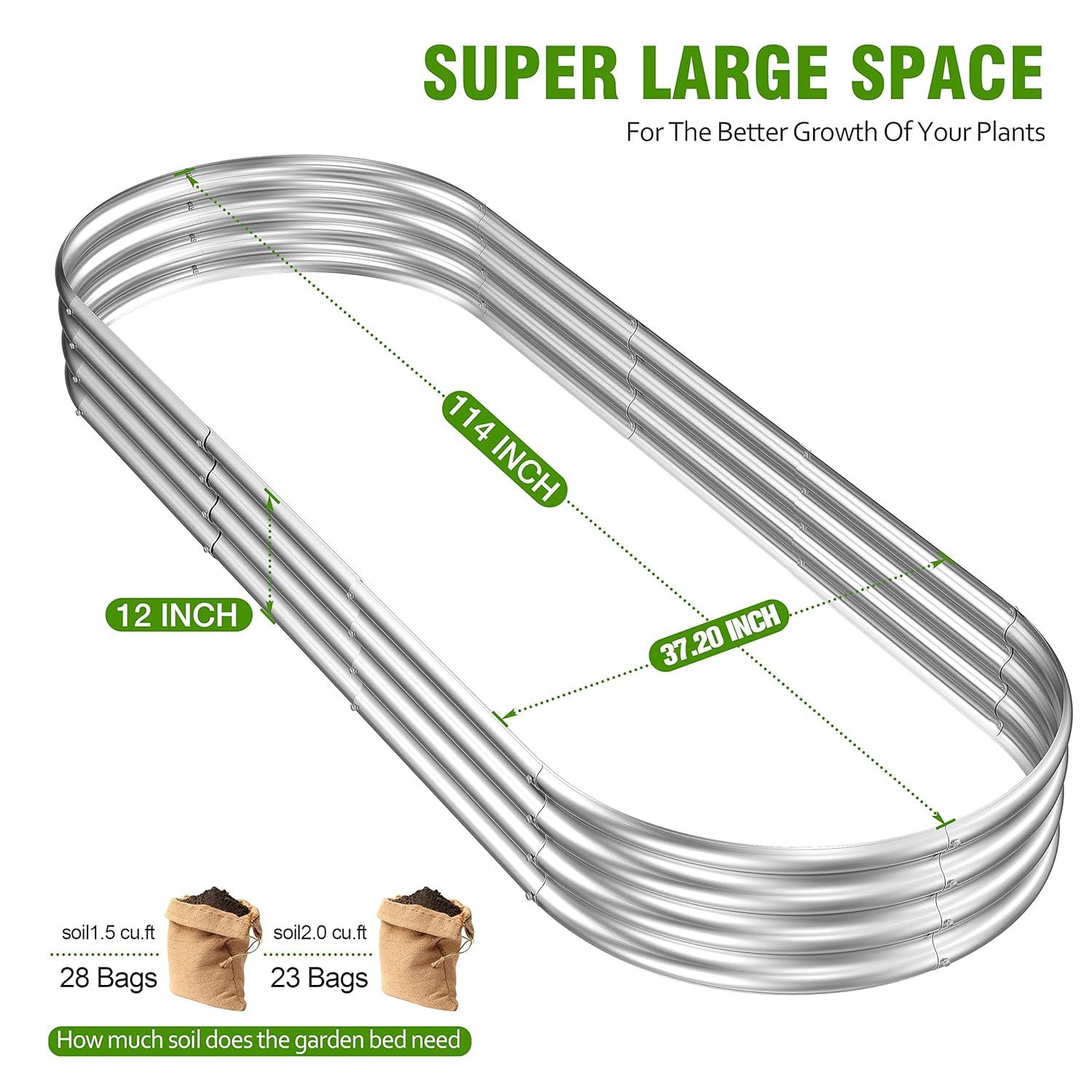 2 Pcs 9 x 3 x 1 FT Galvanized Steel Raised Garden Bed, Large Galvanized Steel Outdoor Planter Box for for Easy to DIY and Clean - Raised Garden Beds Outdoor for backyards, terraces and Balconies