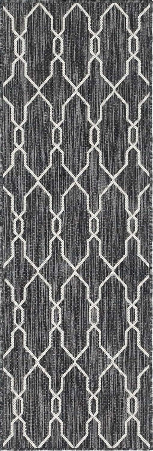 Unique Loom 2' 0 x 6' 1 Runner Indoor/Outdoor Trellis Charcoal Runner Rug
