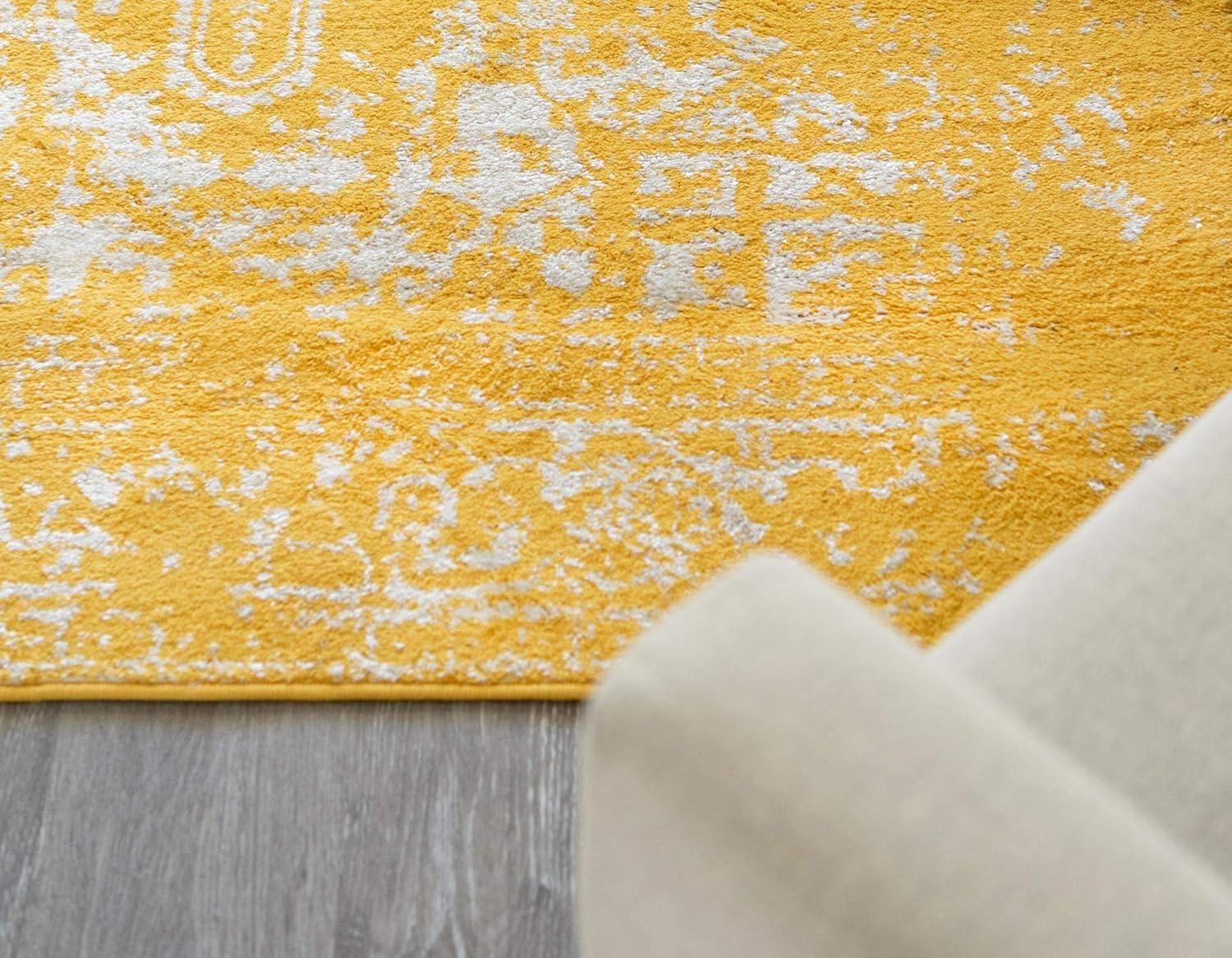 Unique Loom Richmond Collection Area Rug - Medallion (2' x 6' Runner Yellow/Ivory)