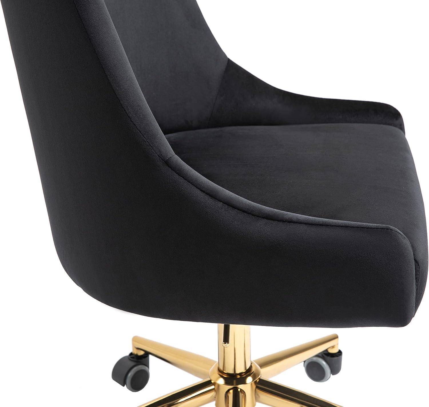 Karina Black Velvet and Gold Adjustable Office Chair