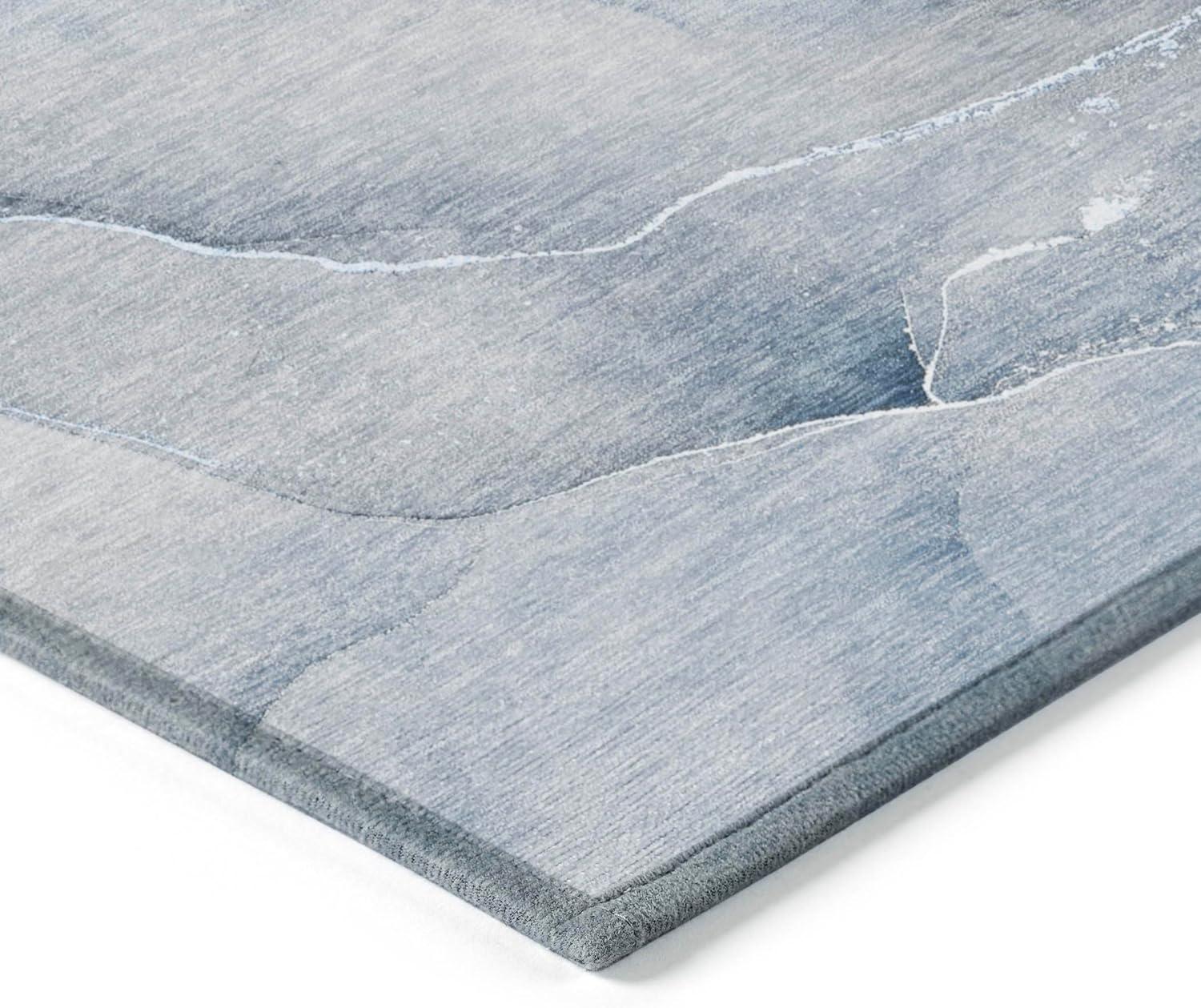 Addison Blue Round Synthetic Washable Area Rug, 8' x 8'