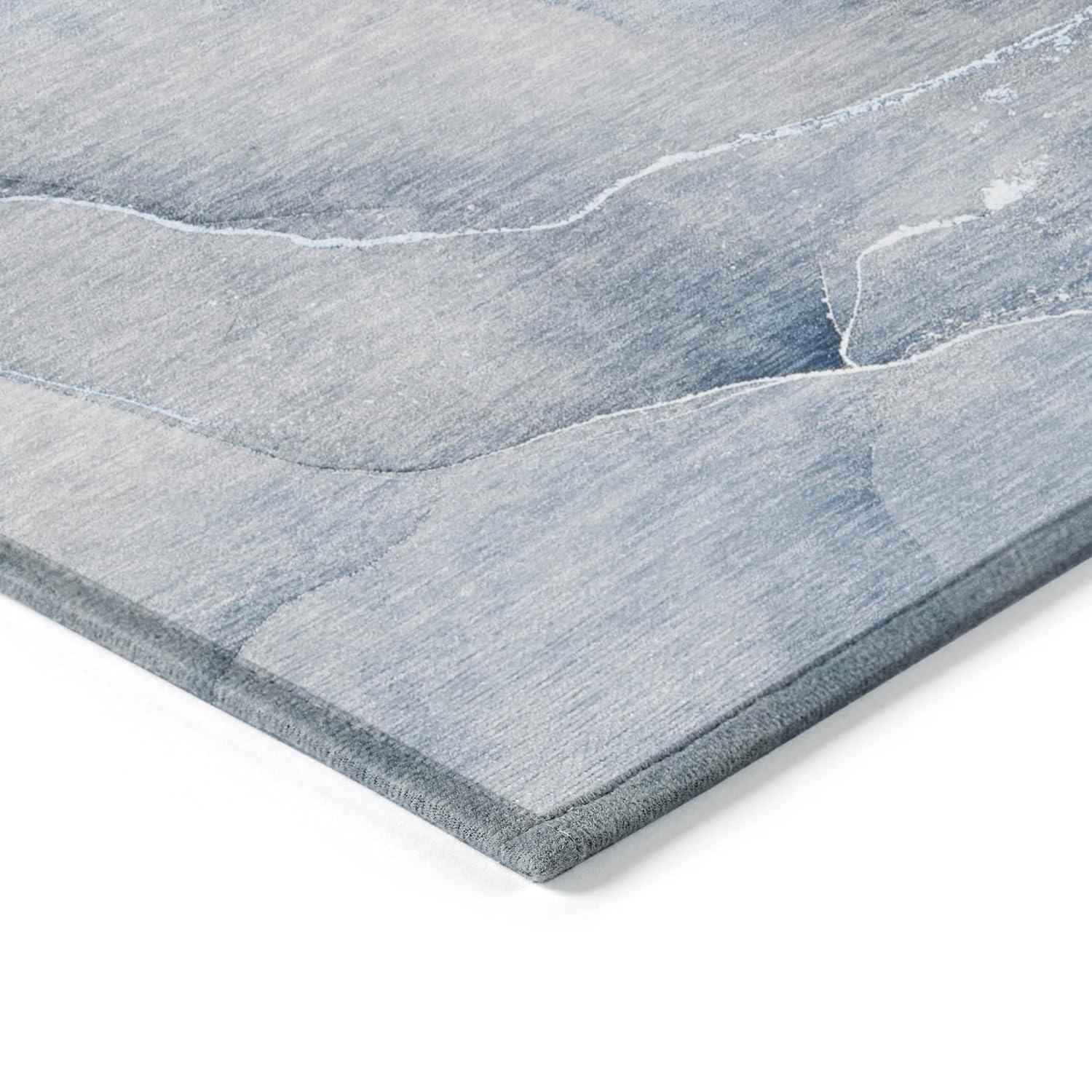 Addison Blue Round Synthetic Washable Area Rug, 8' x 8'