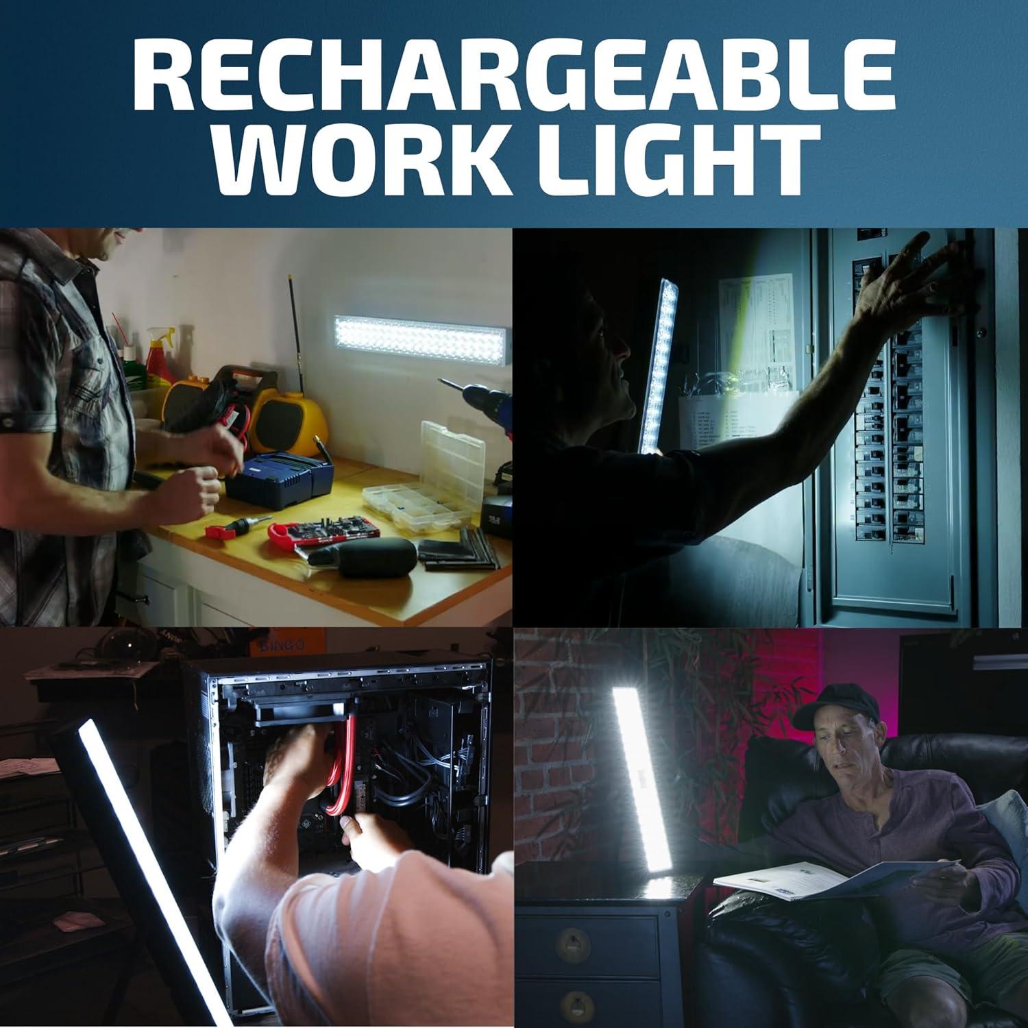Bell+Howell Light Bar, 720-Lumens Rechargeable Portable Lamp with Folding Stand and Hanger