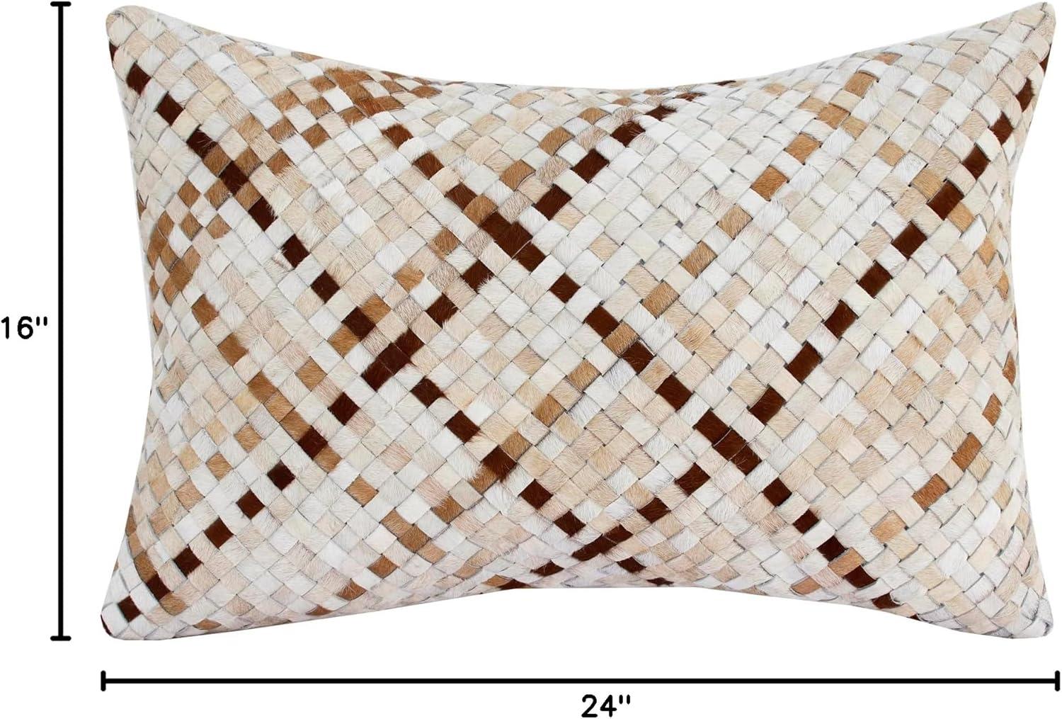 Ivory and Brown Textured Fur Throw Pillow