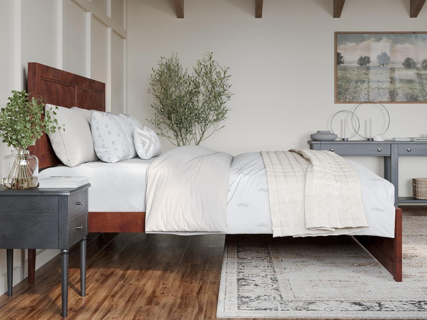 AFI Canyon Walnut Solid Wood Platform Bed with Matching Footboard, King