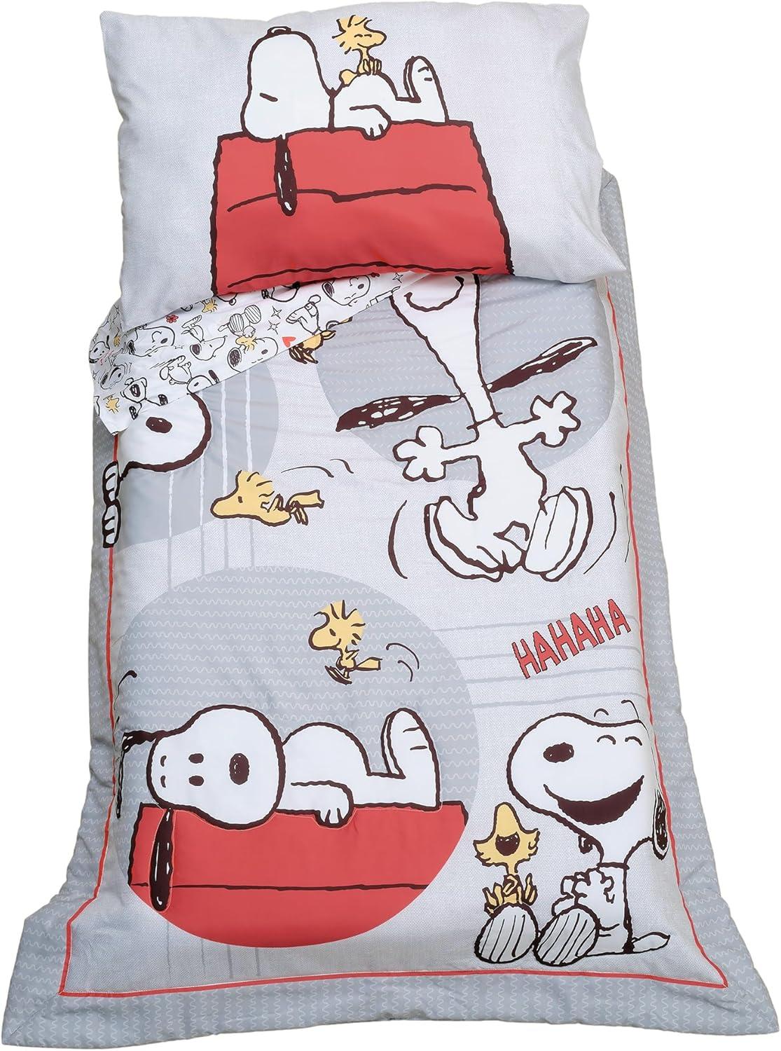 Lambs & Ivy 4pc Snoopy Love Toddler Bedding Set - Gray/Red/White