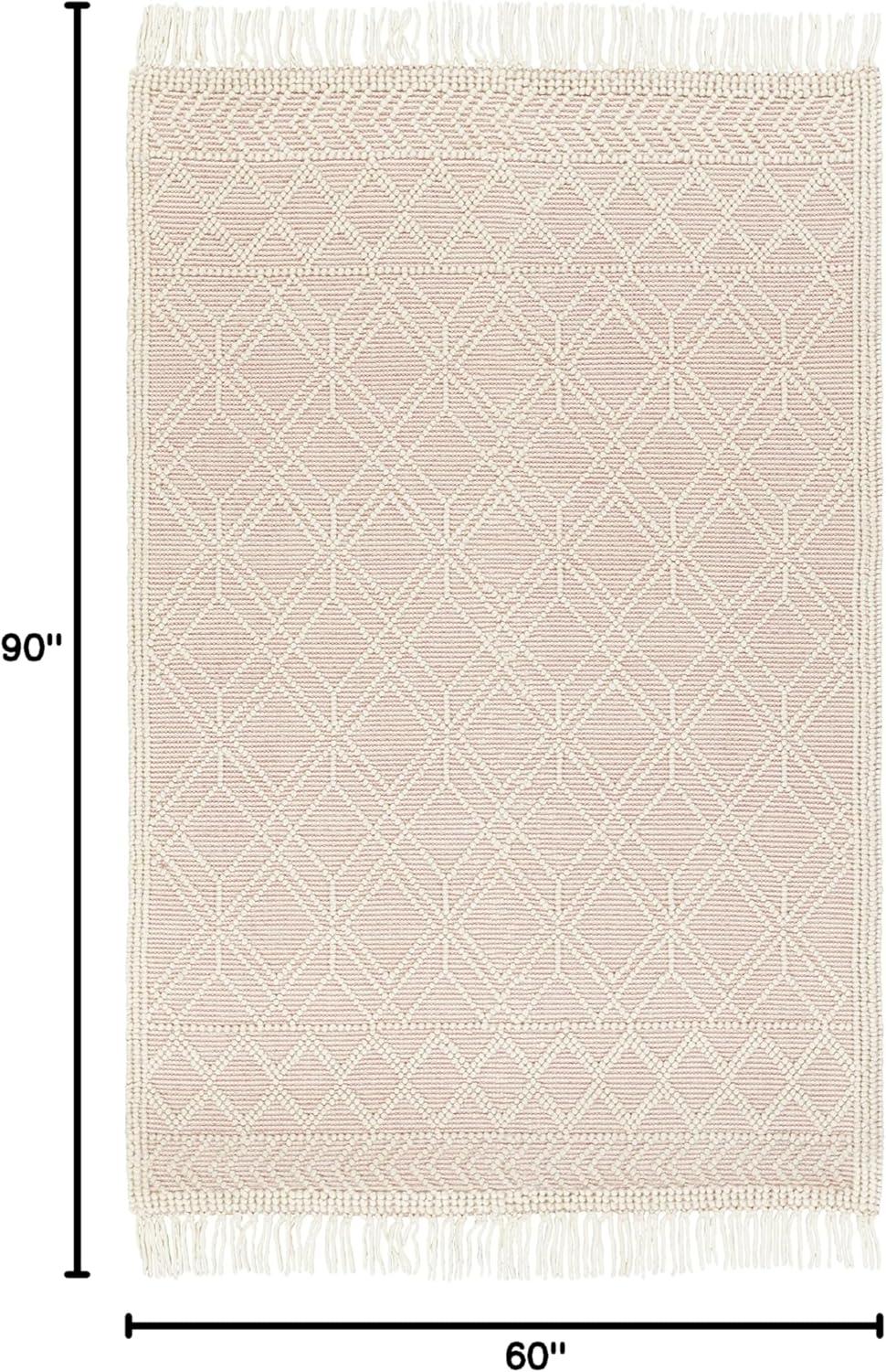 Mark&Day Wool Area Rugs, 5x7 Staveley Cottage Bright Pink Area Rug (5' x 7'6")