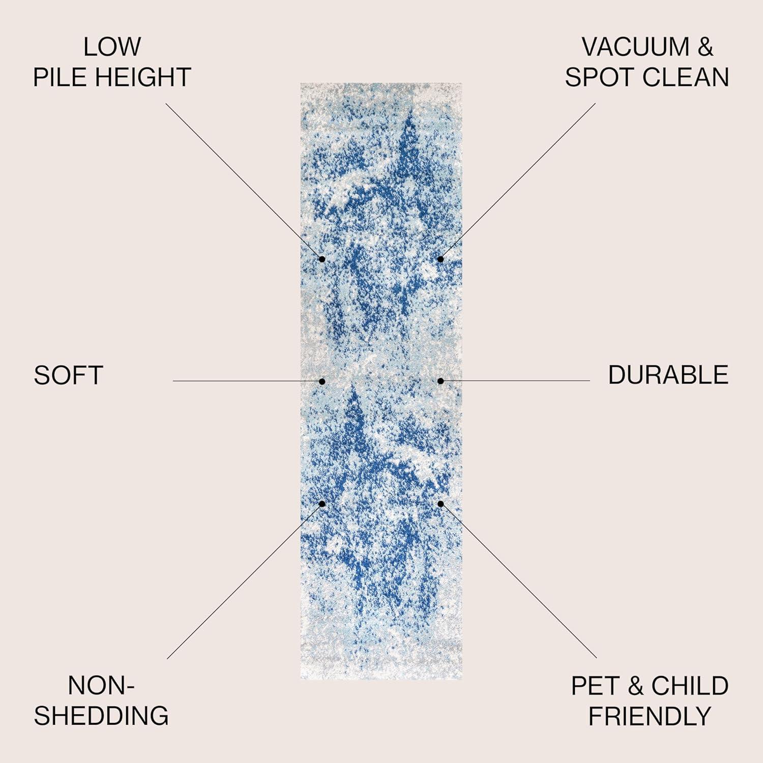 JONATHAN Y Dune Modern Abstract Cream/Blue 2 ft. x 8 ft. Runner Rug