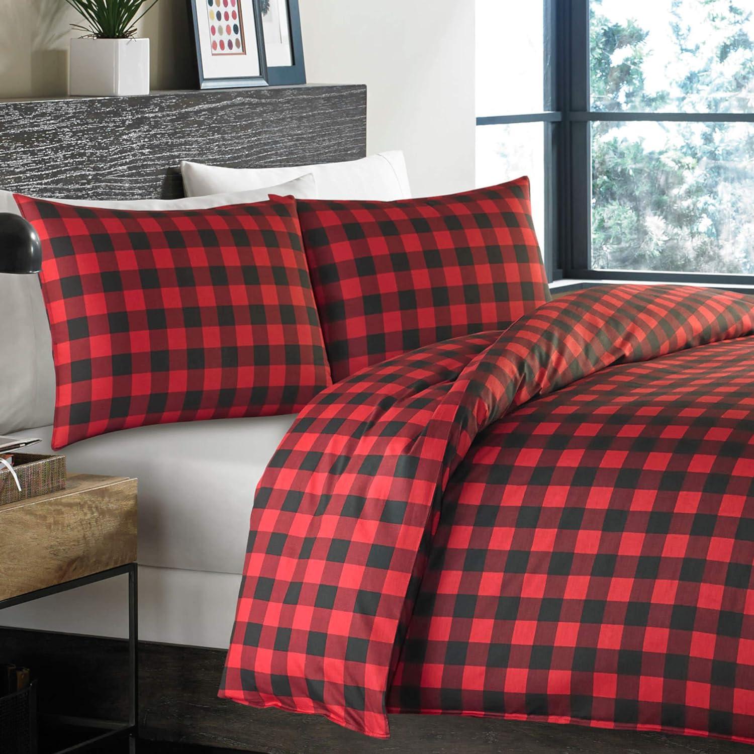 Mountain Plaid Duvet Cover And Sham Set Red - Eddie Bauer®