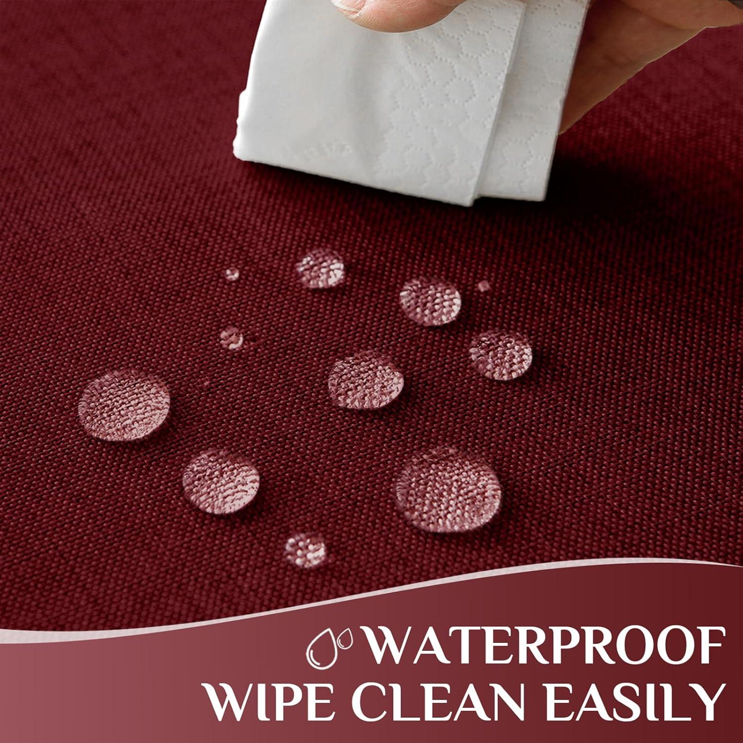 Softalker Linen Textured Rectangle Tablecloth,Waterproof Wipeable Farmhouse Burlap Table Cloth, Stain Resistant Wrinkle Free Table Covers for Kitchen Dining Holiday Party (60 x 84, Red)