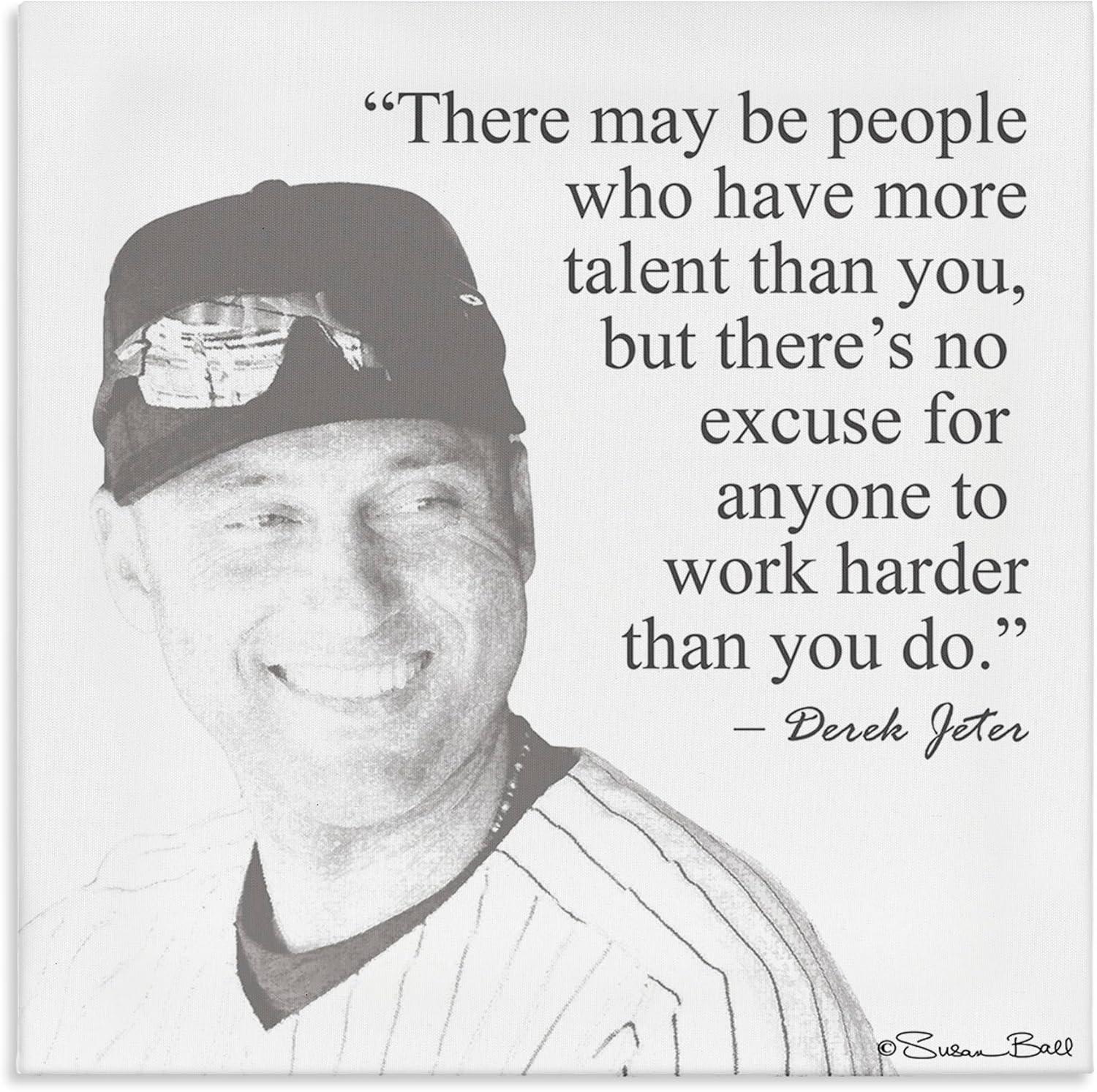 Stupell Industries Work Hard Derek Jeter Quote, 17" x 17"