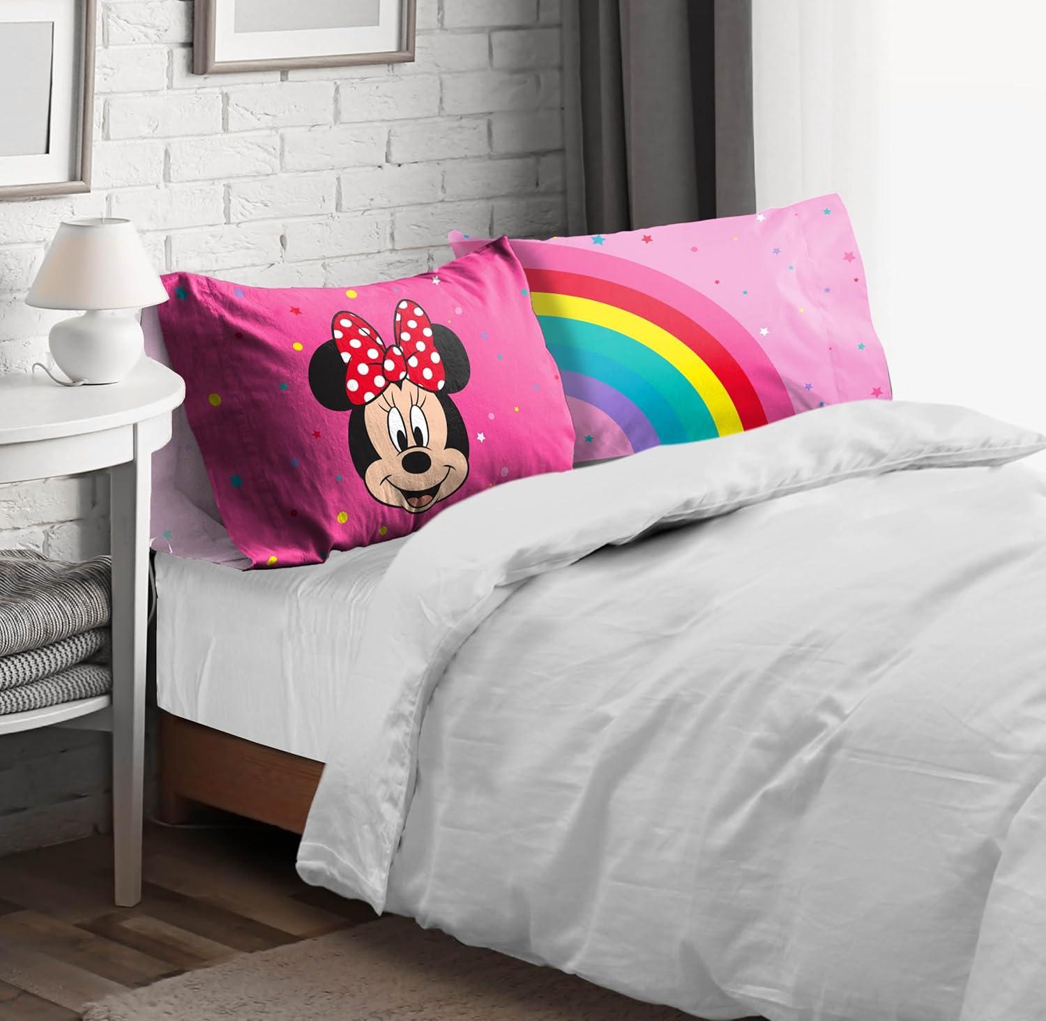 Kids Pink Minnie Mouse Reversible Microfiber Pillowcases Set