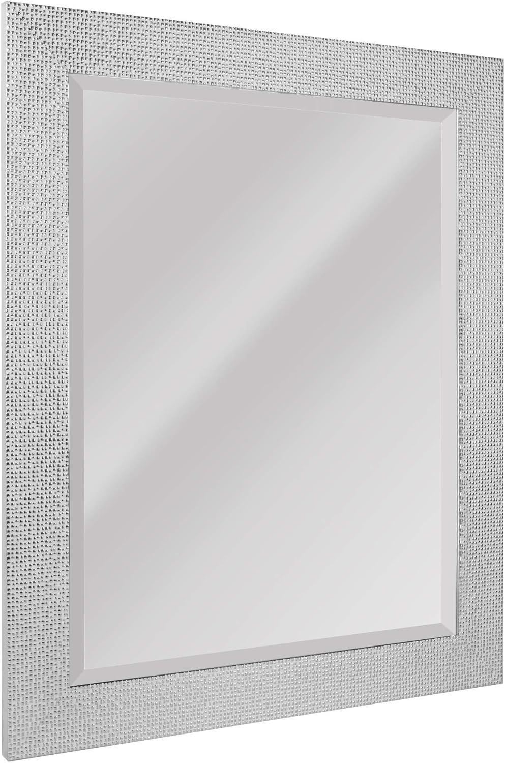 Elegant Silver Beveled 27.5" x 33.5" Rectangular Vanity Mirror