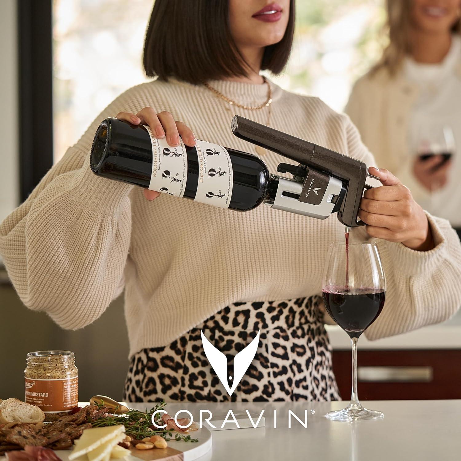 Coravin Black and Silver Sparkling Wine Stoppers Set