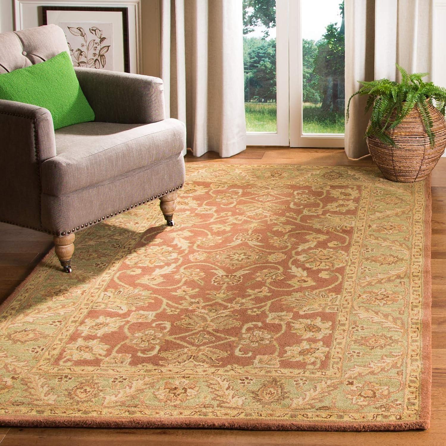 SAFAVIEH Golden Jaipur Dreda Border Wool Area Rug, Rust/Green, 6' x 9'