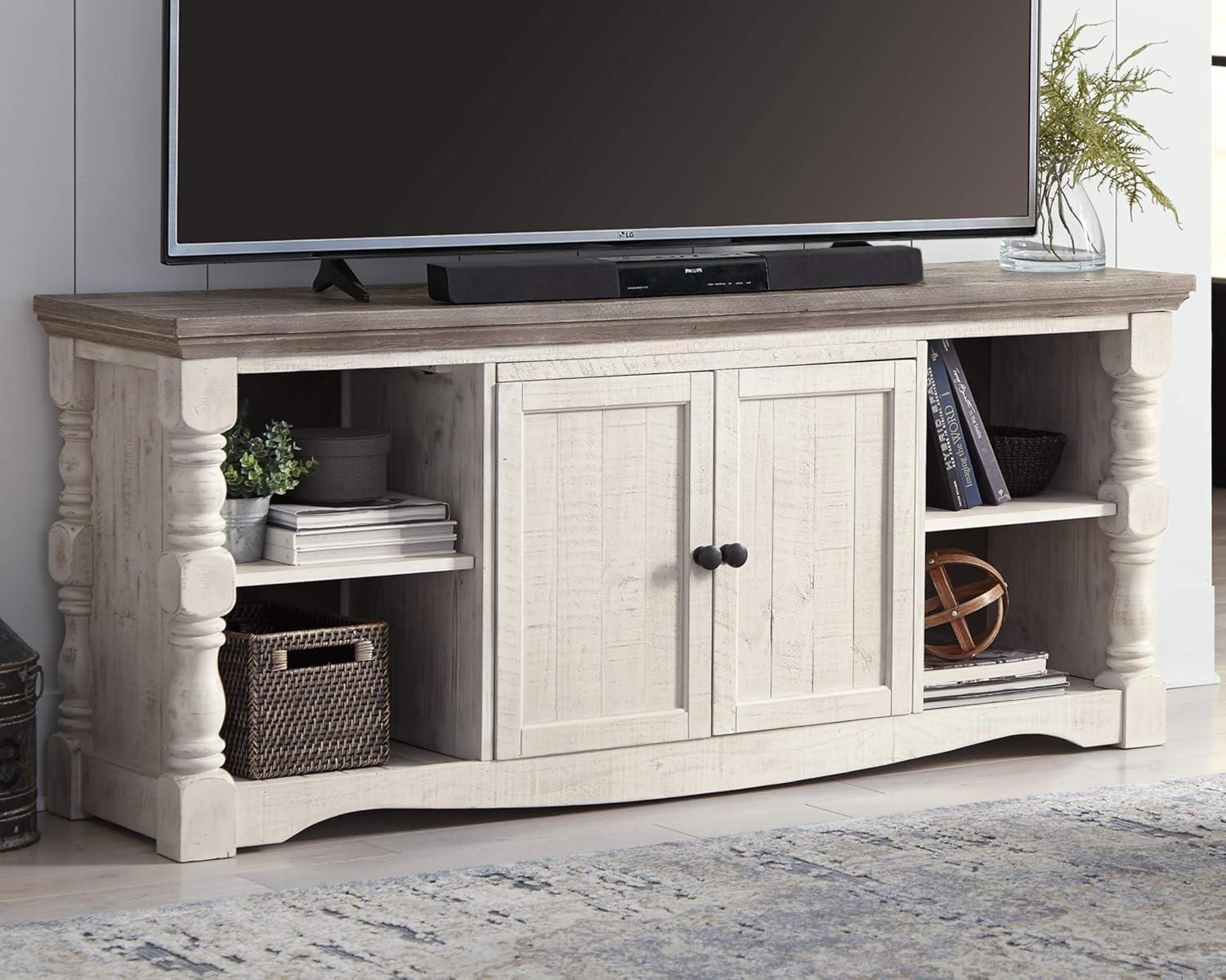 Havalance TV Stand for TVs up to 67" White - Signature Design by Ashley: Modern Farmhouse Media Console with Cable Management