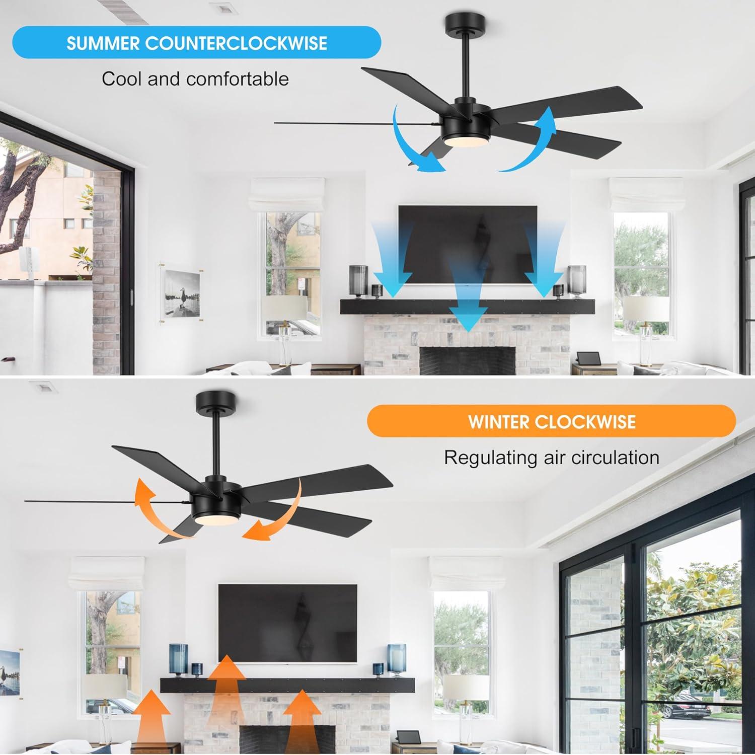 5 - ABS Blades Indoor Ceiling Fan with Light and Remote