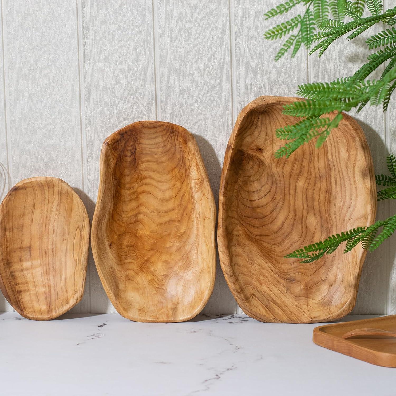 Root Wood Dish - Vintage Ring Party Platter and Tray for Sandwich Bread Serving | Hand-Carved Wooden Appetizer Display | Unique Natural Design | Food Safe Finish