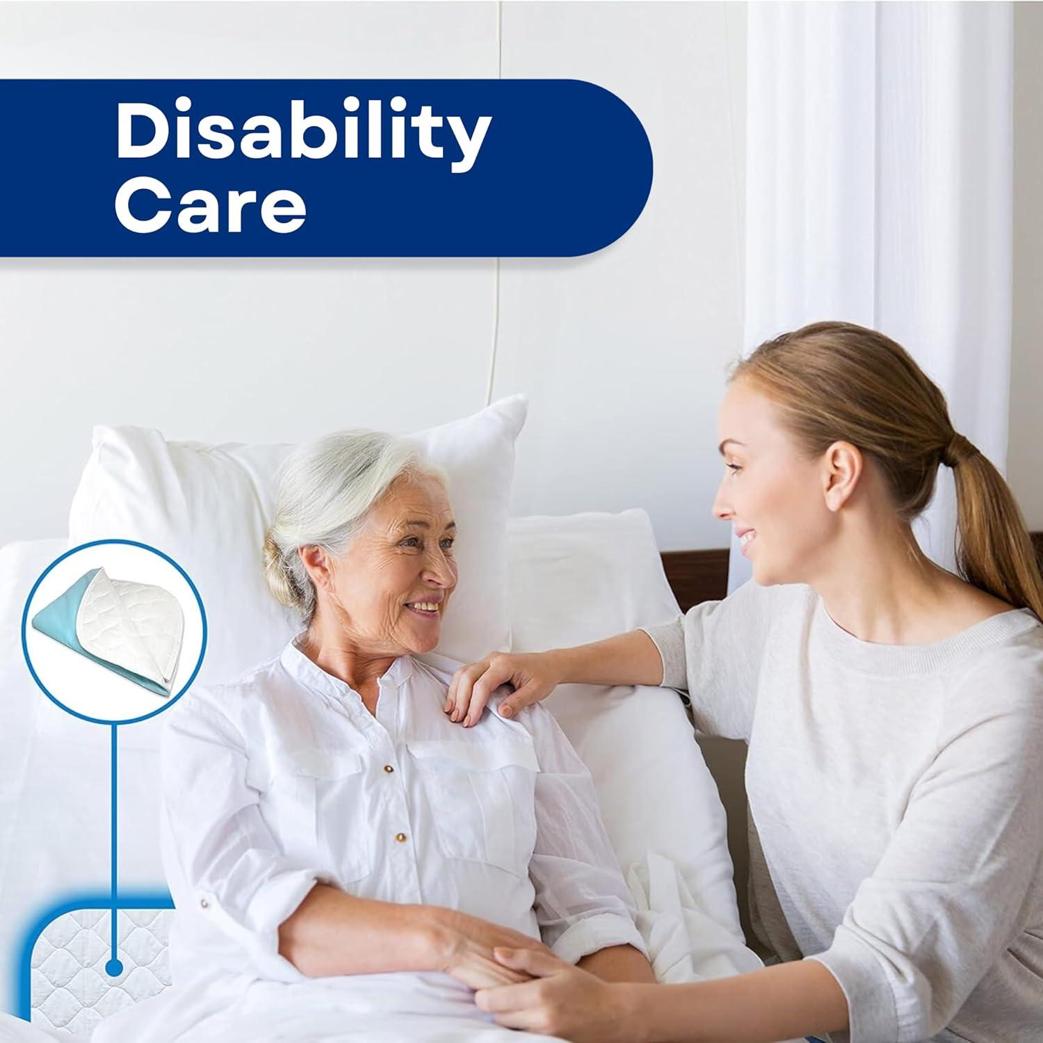 RMS Reusable & Washable Absorbent Waterproof Bed Pad Incontinence Protection, Blue, 24" x 36"