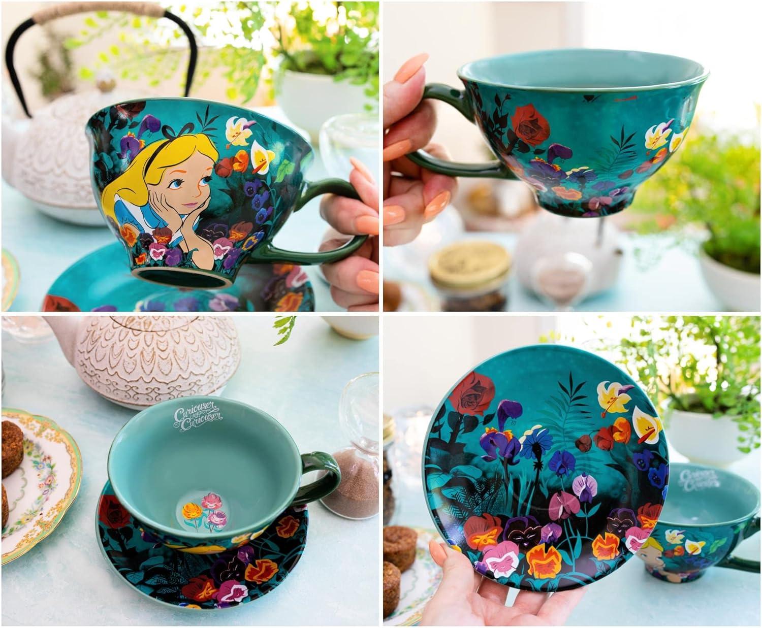 Silver Buffalo Disney Alice In Wonderland Ceramic Teacup and Saucer Set | SDCC 2022 Exclusive