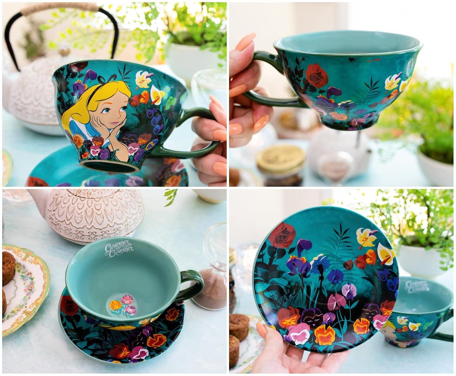 Silver Buffalo Disney Alice In Wonderland Ceramic Teacup and Saucer Set | SDCC 2022 Exclusive
