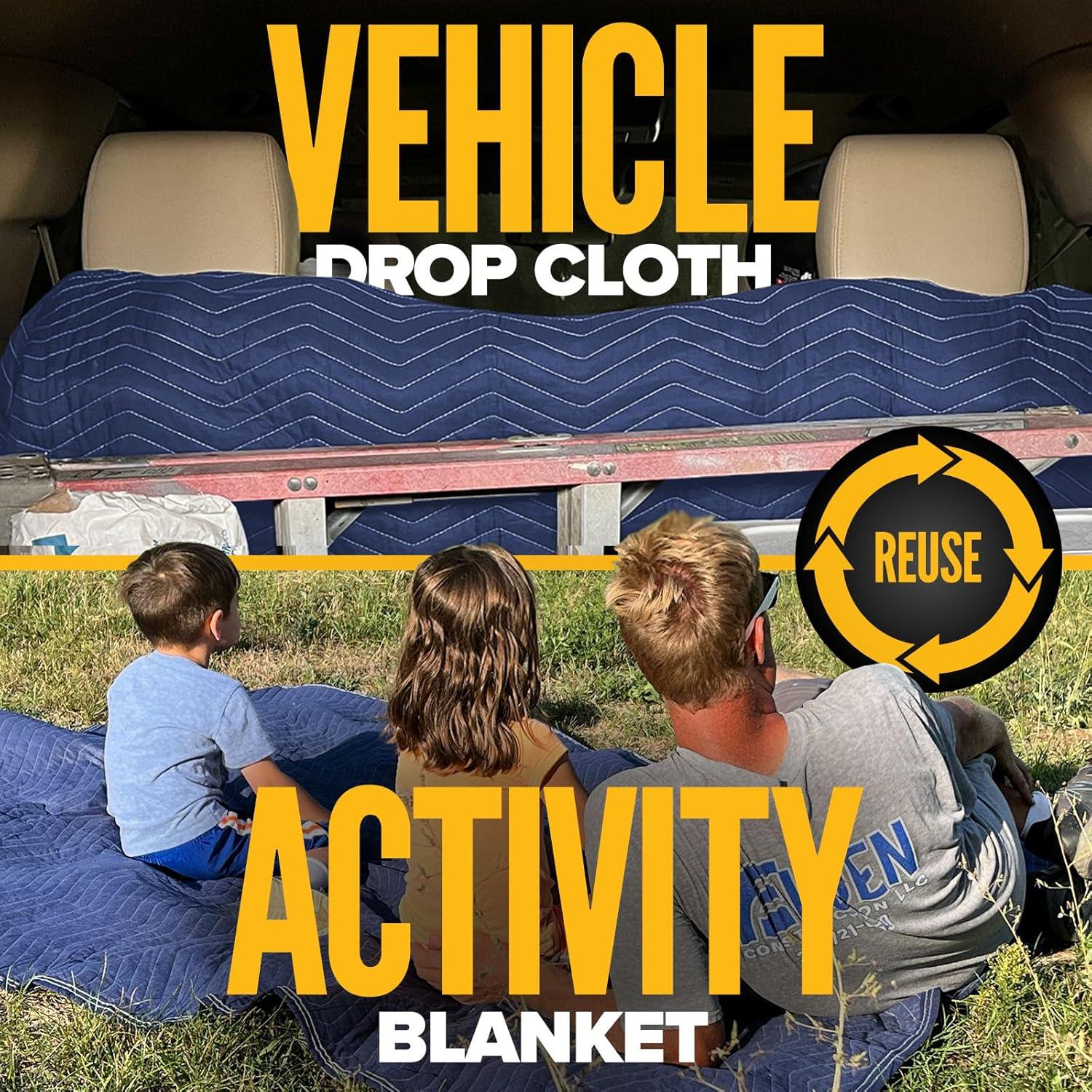 US Cargo Control Moving Blankets 72"x80", MBSAVER43 Econo Saver, (43 lb/doz Weight), Professional Quilted Furniture Moving Pads for Packing, Shipping or Cargo Blanket, Blue, 6-Pack