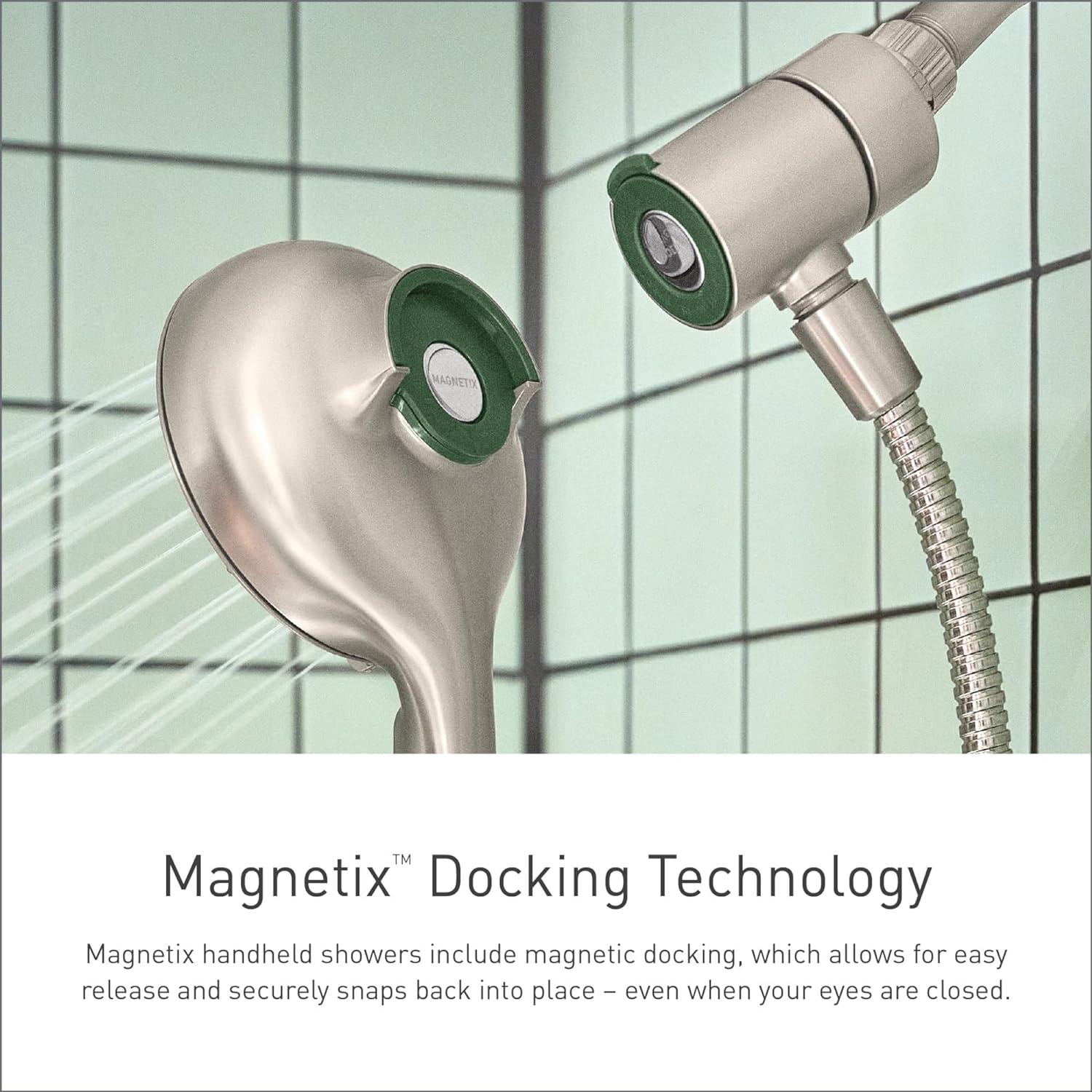 Magnetix Spot Resist Brushed Nickel Multi-Function Handheld Shower Combo