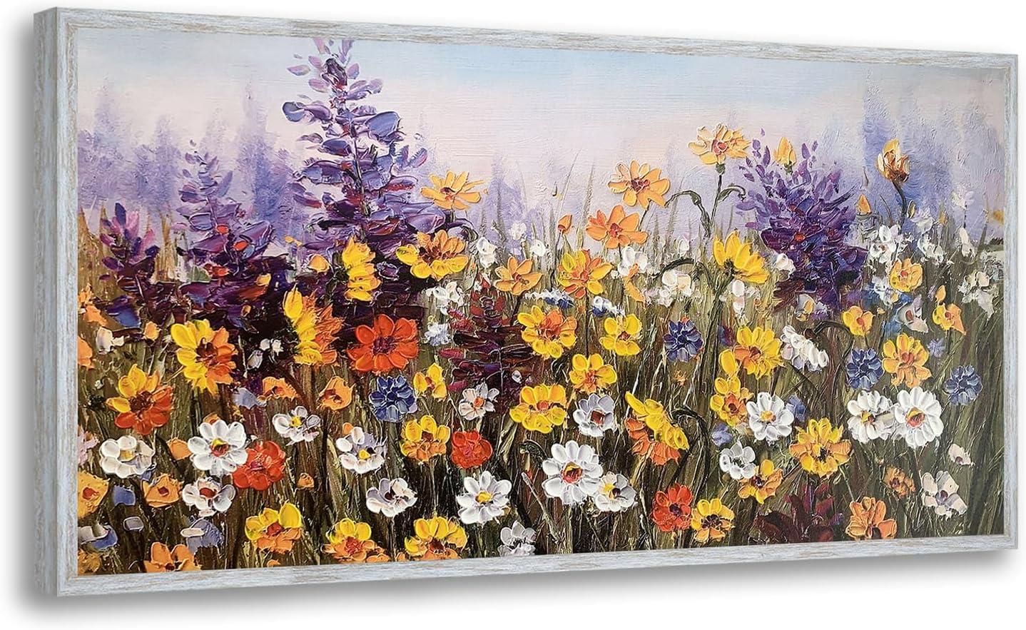 Colorful Wildflowers 3D Textured Canvas Wall Art 20"x16"