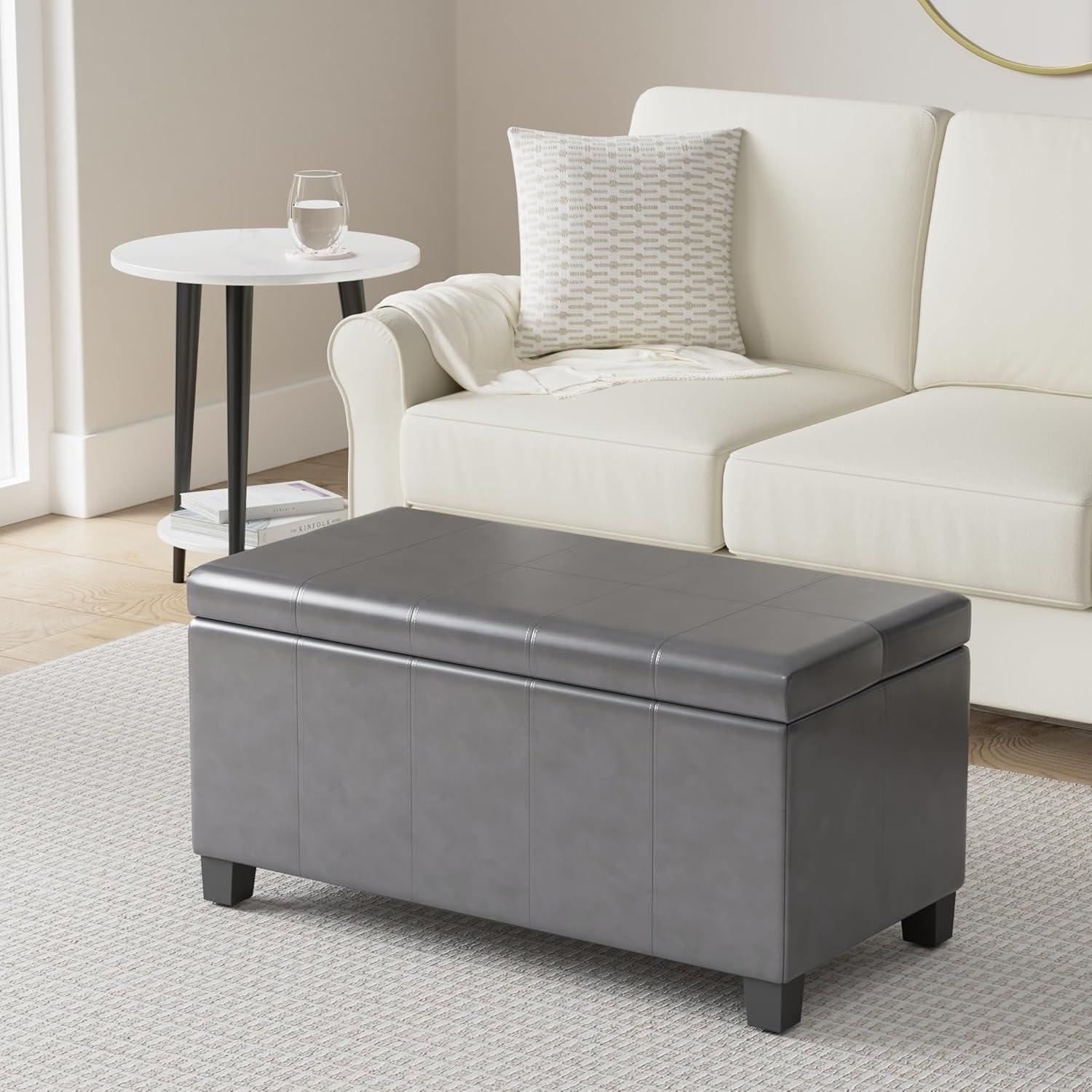 Dover Faux Leather Ottoman