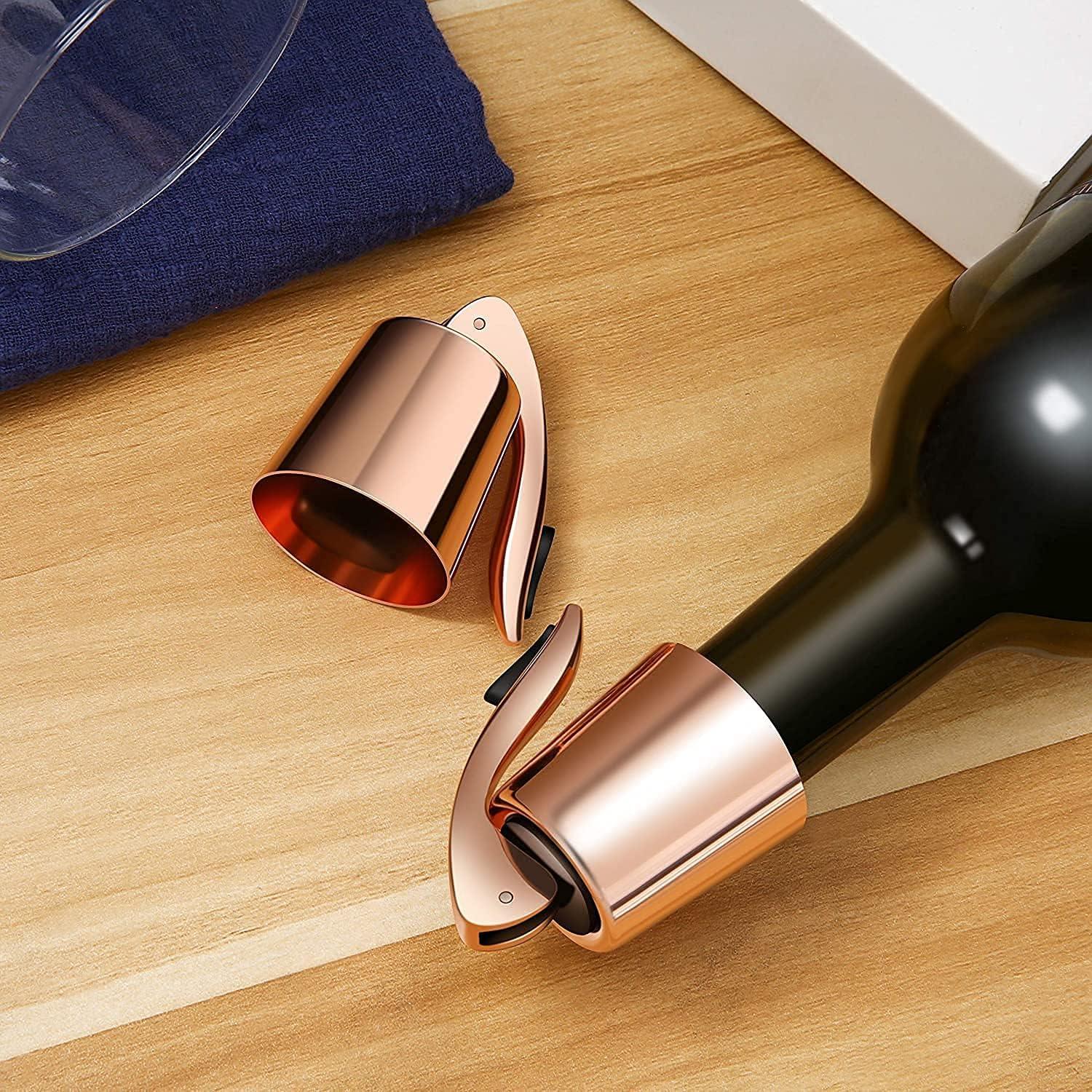 Rose Gold Stainless Steel Wine Bottle Stoppers with Silicone Seal