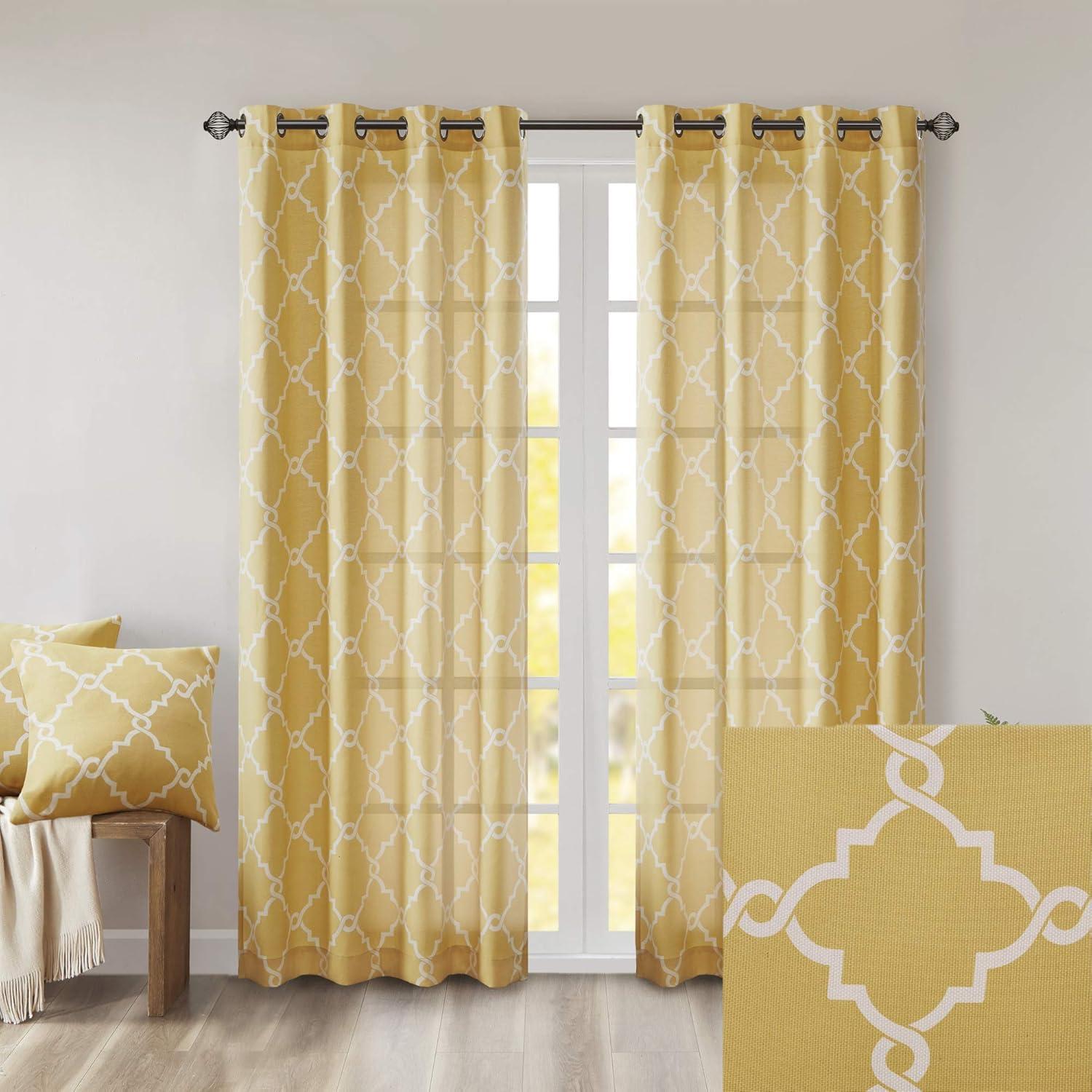 Madison Park Fretwork Print Grommet Top Single Window Curtain Panel