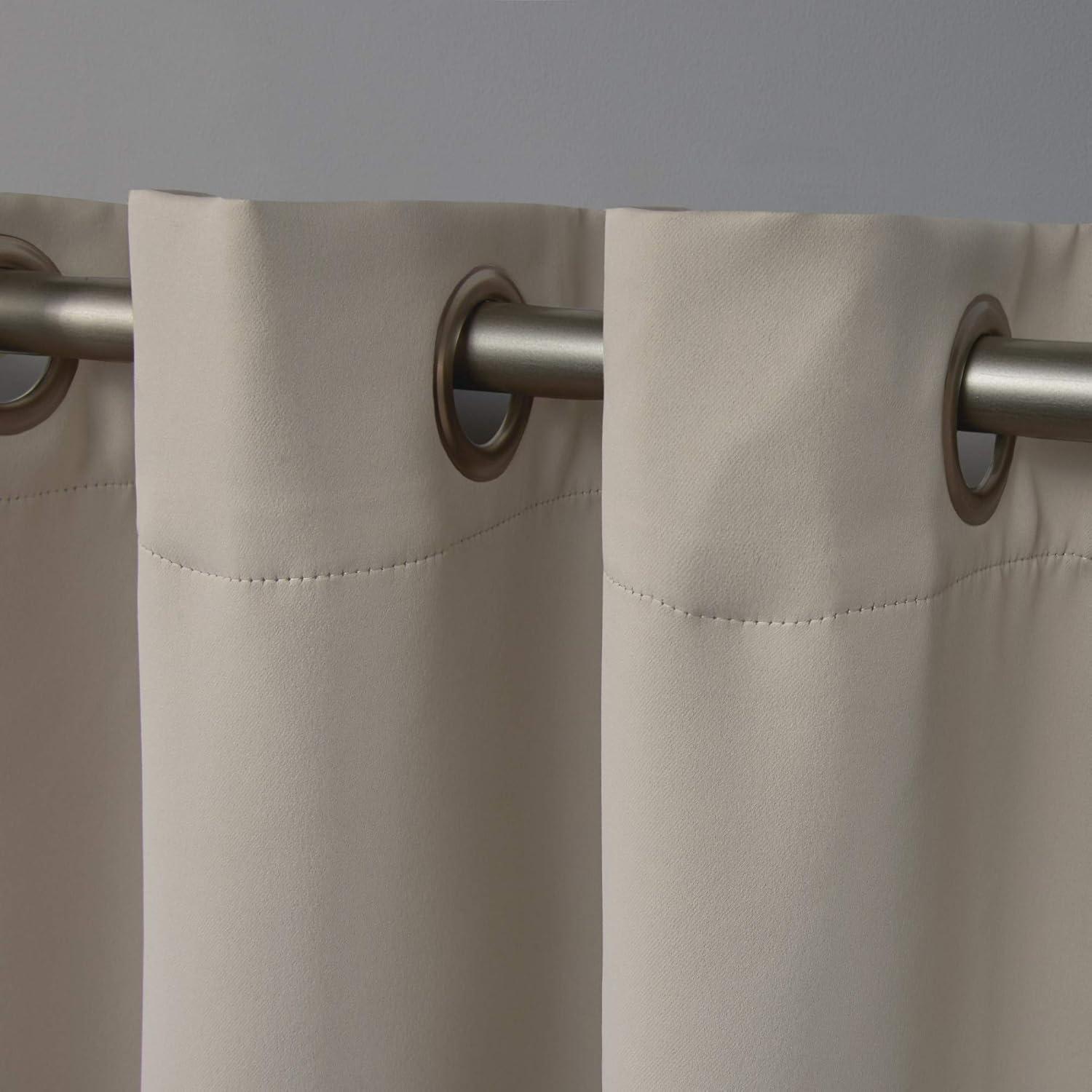Set of 2 (84"x52") Sateen Woven Blackout Grommet Top Window Curtain Panel Beige - Exclusive Home: Thermal Insulated Drapes
